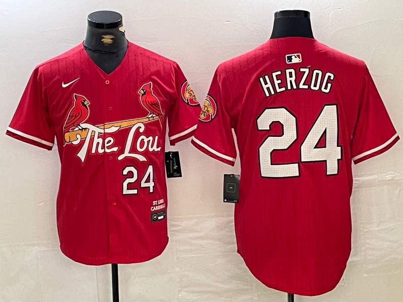 Men's St. Louis Cardinals Whitey Herzog #24 Red 2024 City Connect Limited Player Jerseys