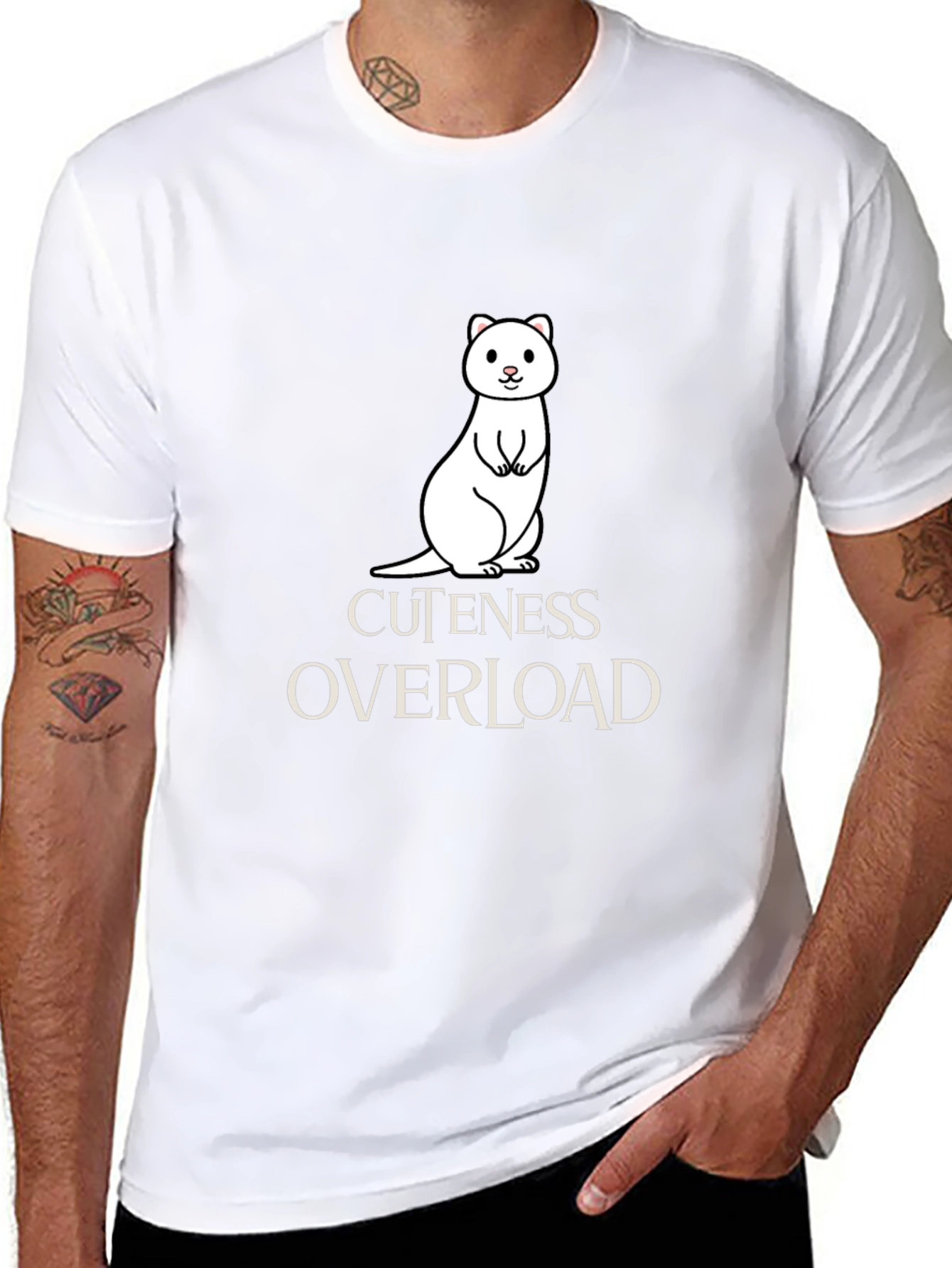 Cute Ermine Cuteness Overload Black T-Shirt