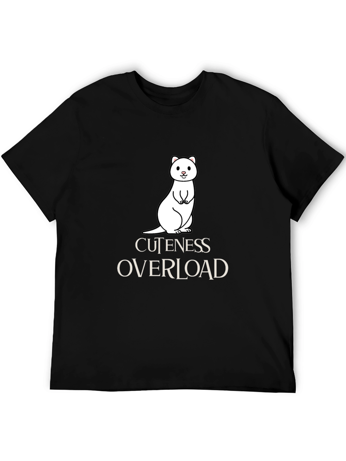 Cute Ermine Cuteness Overload Black T-Shirt
