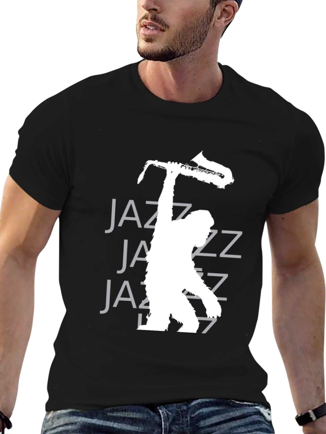 Cool Jazz Musician Graphic T-Shirt - Black