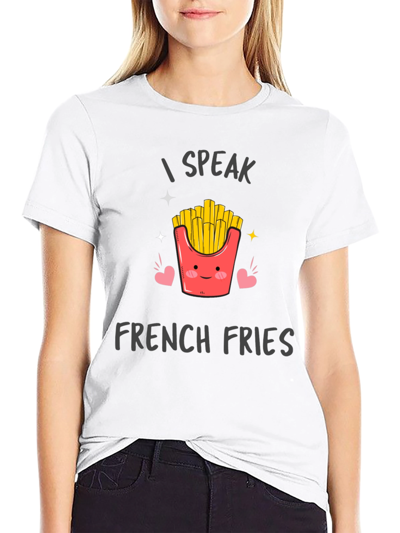 I Speak French Fries Black Graphic Tee