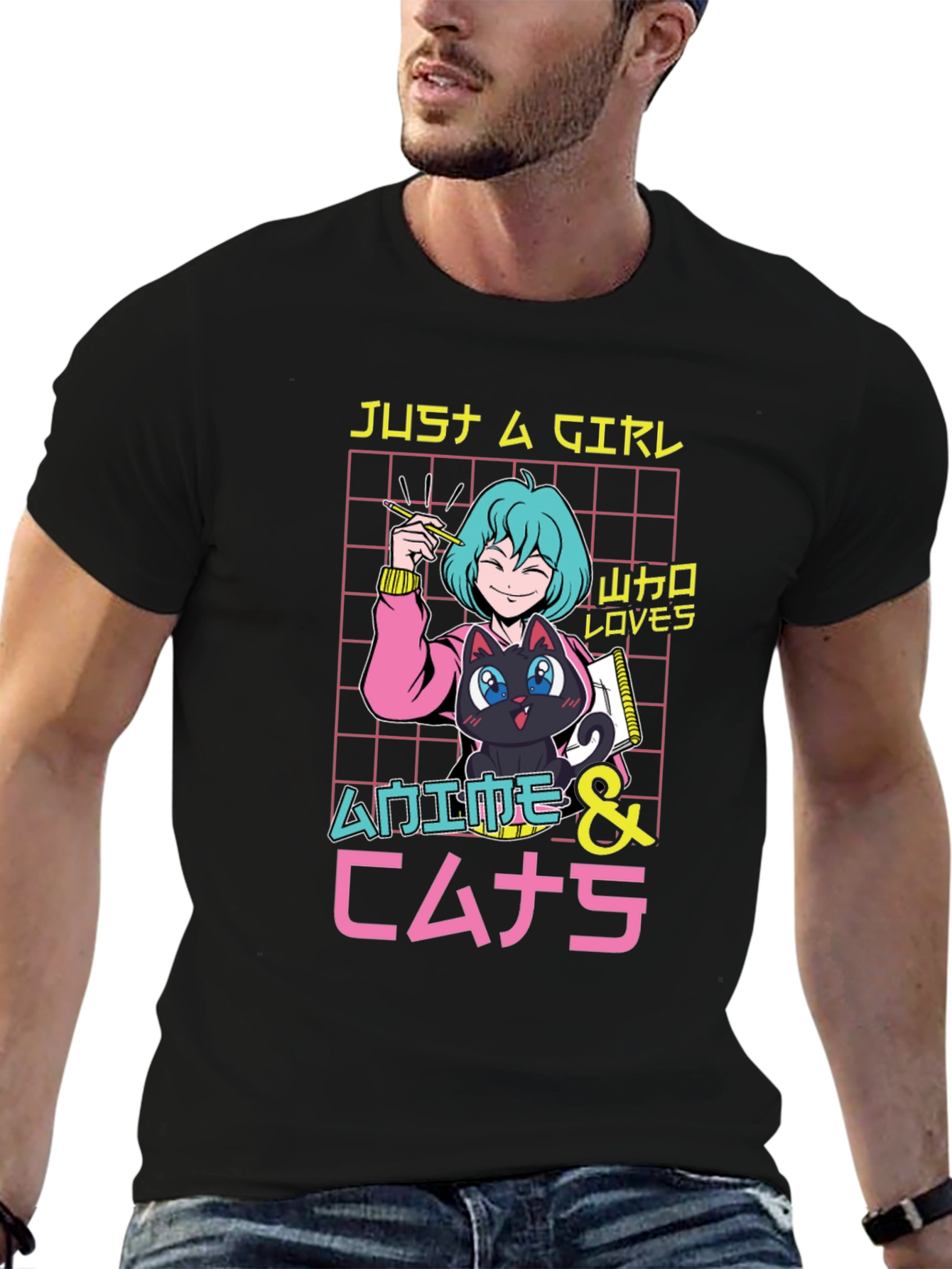 Anime Lover Girls Black T-Shirt