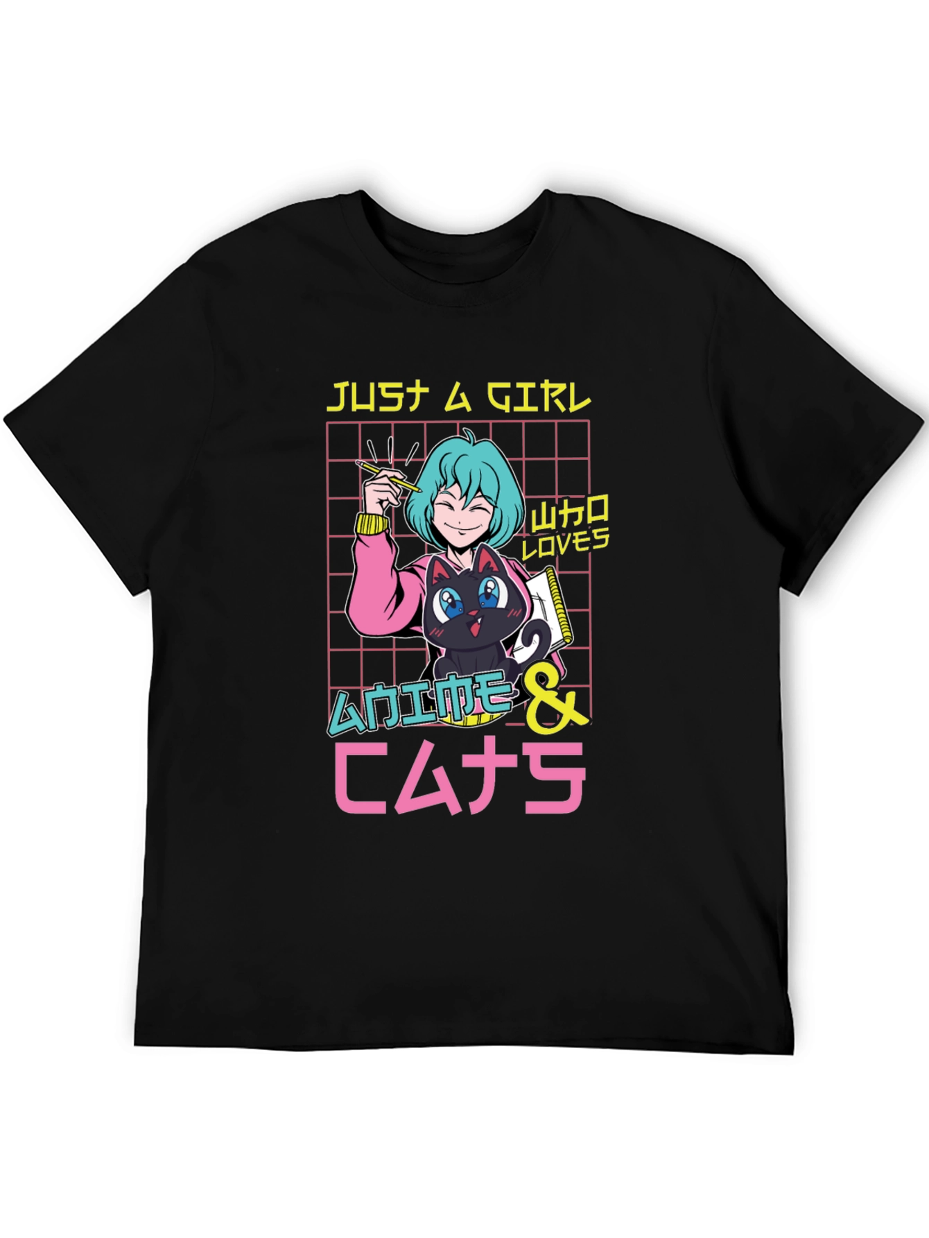 Anime Lover Girls Black T-Shirt