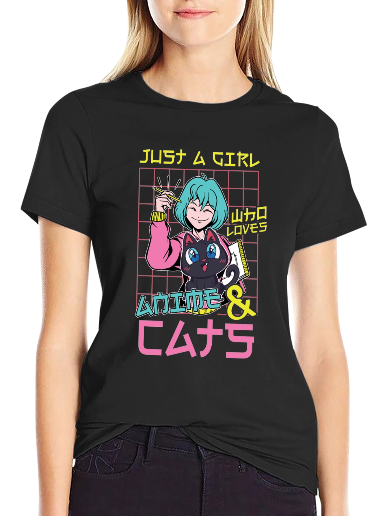 Anime Lover Girls Black T-Shirt