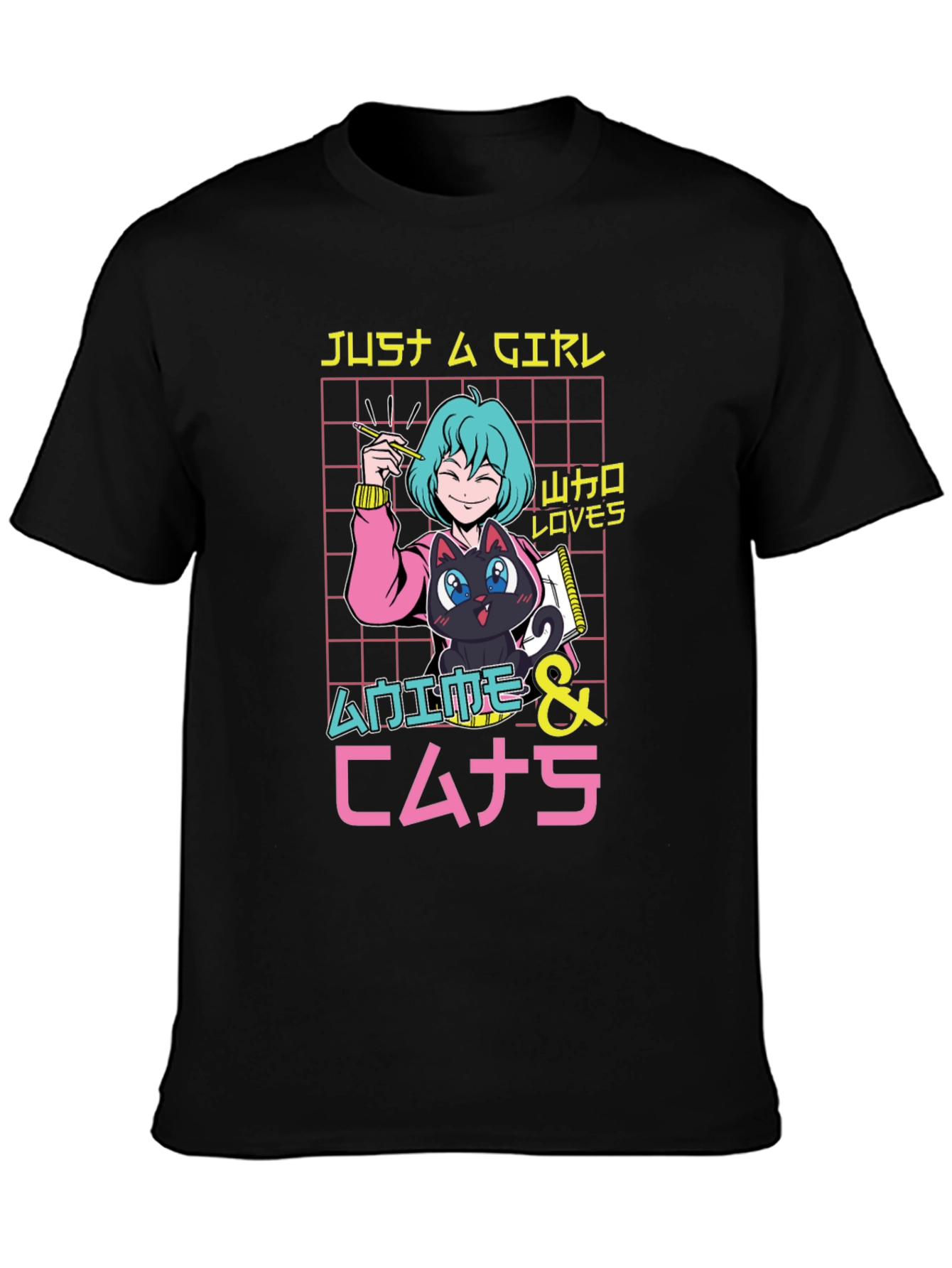 Anime Lover Girls Black T-Shirt