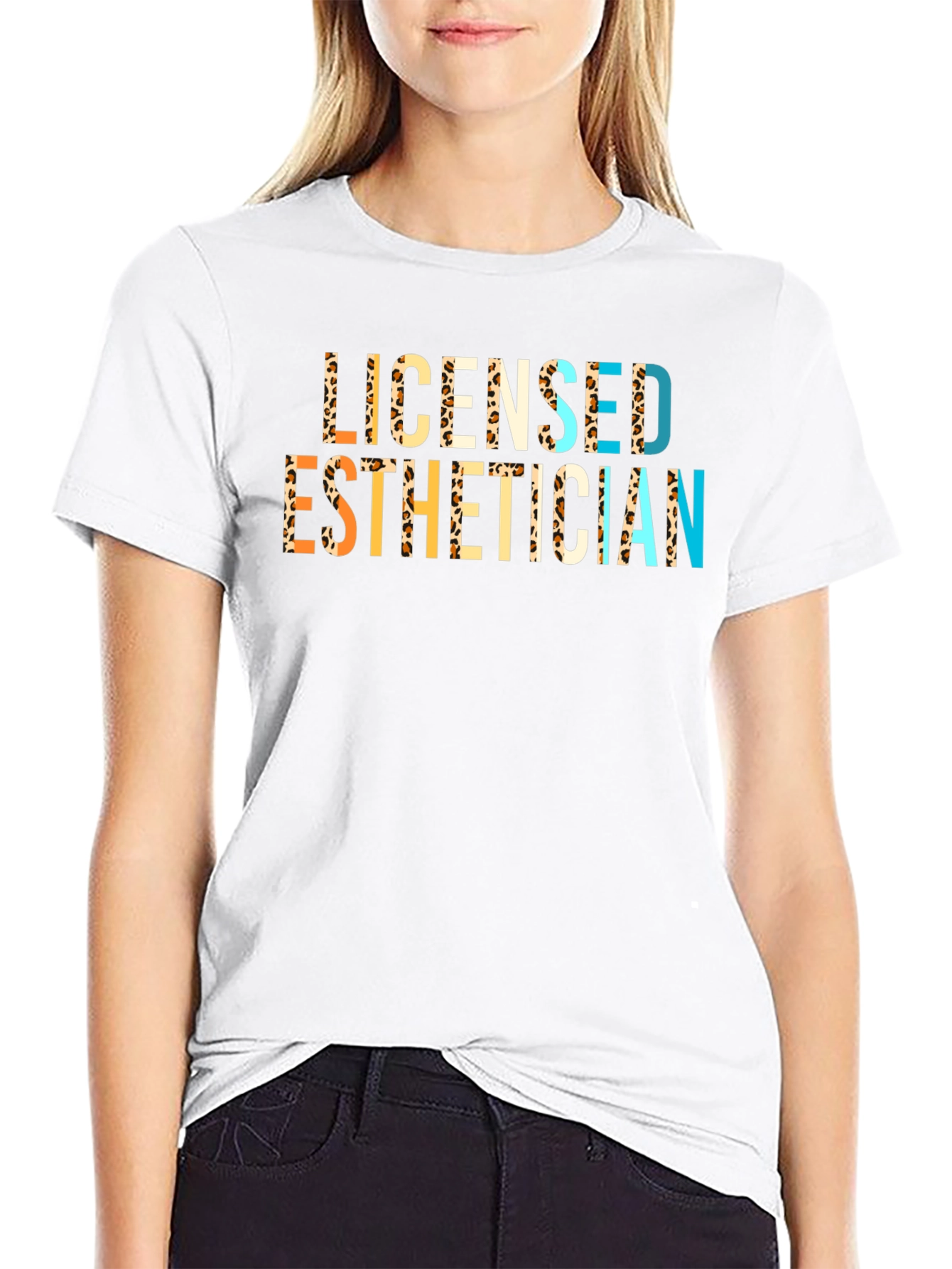 Licensed Esthetician Leopard Print T-Shirt