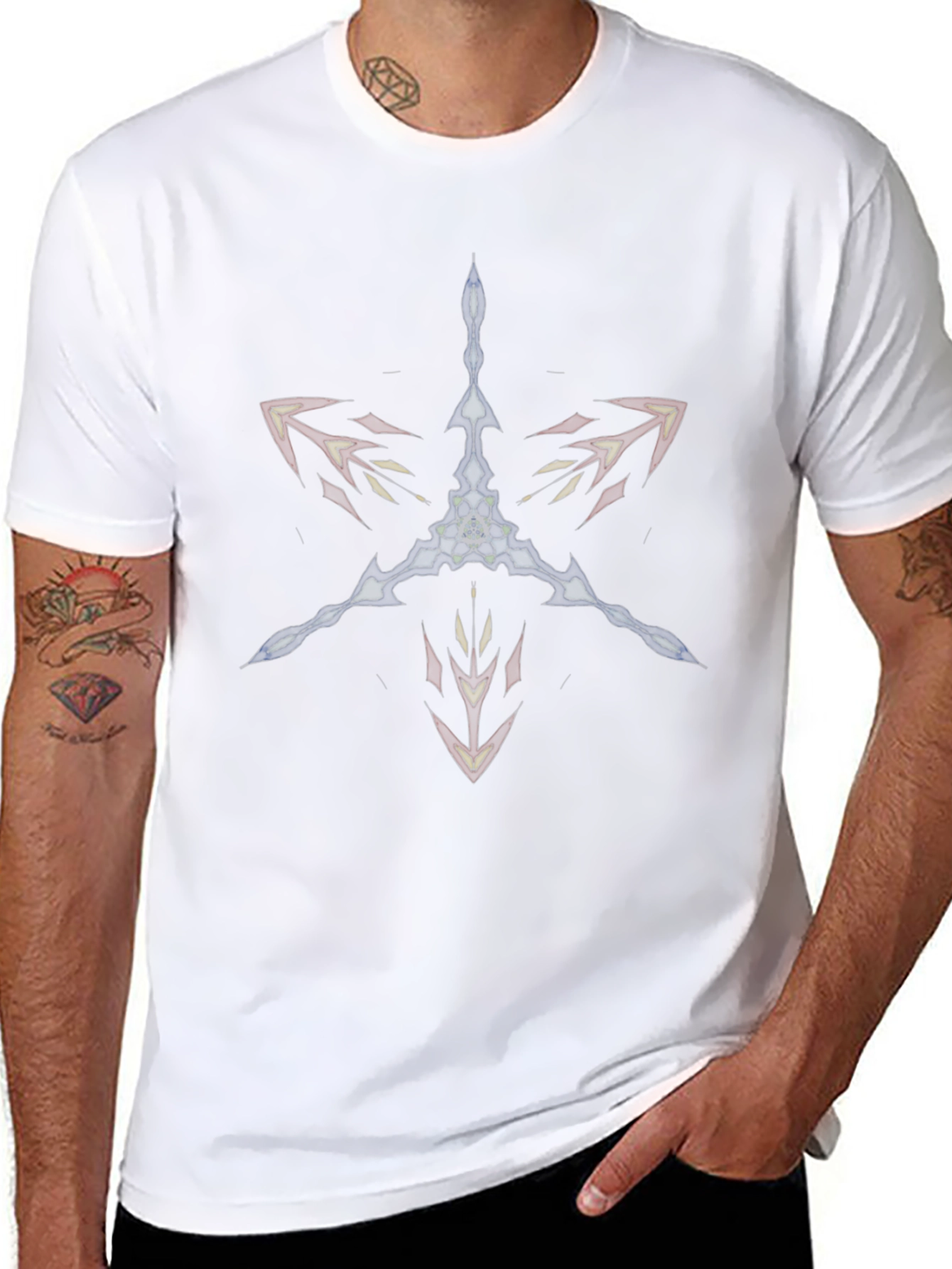 Abstract Arrow Star Black T-Shirt