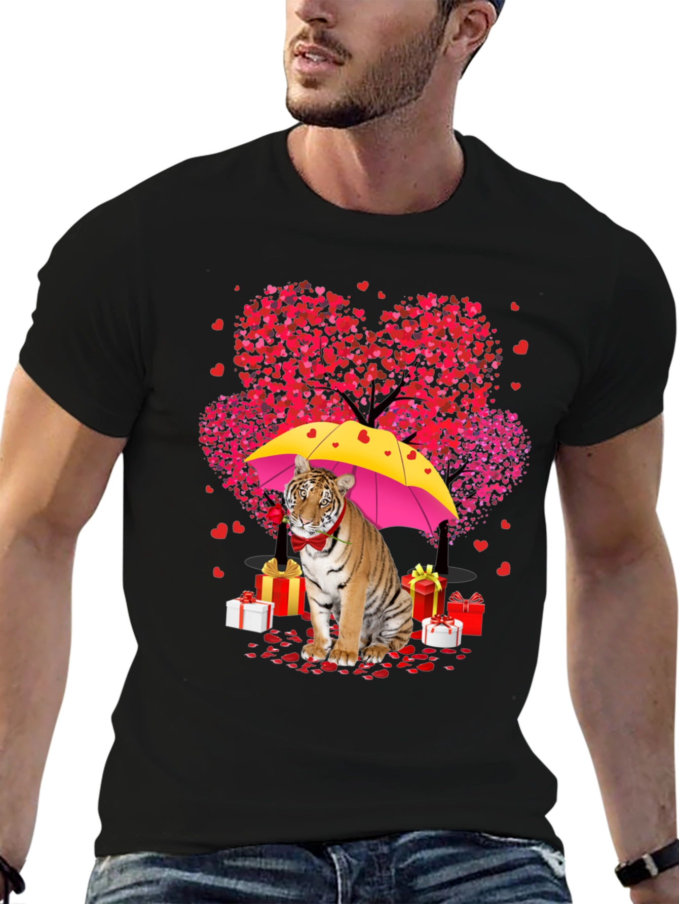Tiger Valentines Day T-Shirt: Heart Tree & Gifts