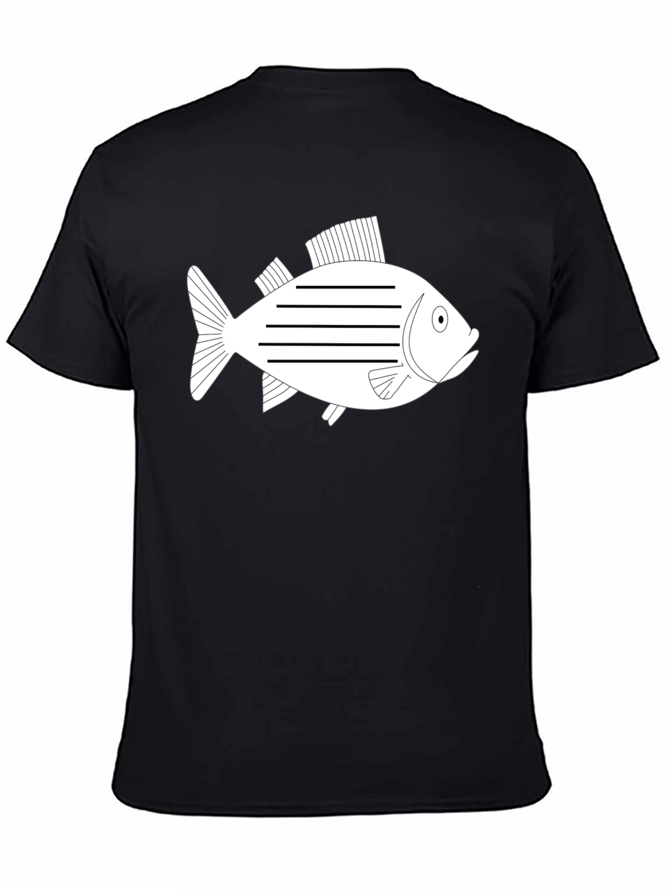 Striped Fish Graphic Tee - Black
