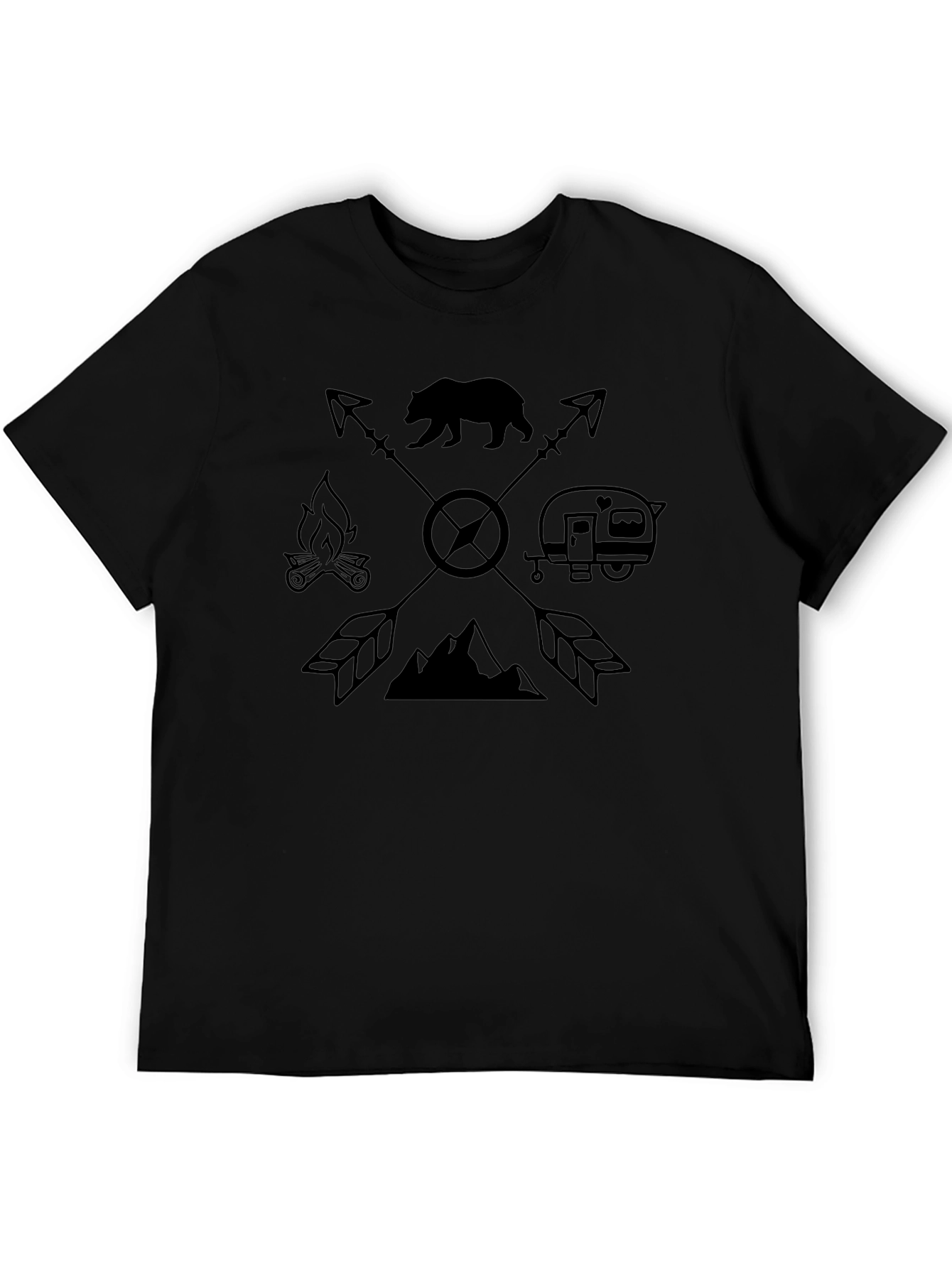 Adventure Awaits Tee - Black Camping Design