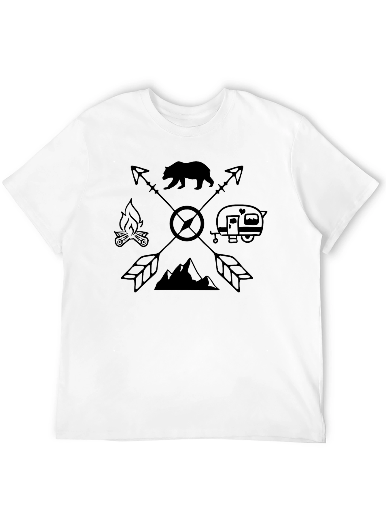 Adventure Awaits Tee - Black Camping Design