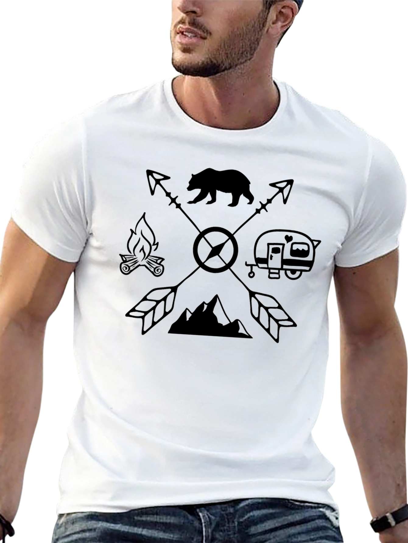 Adventure Awaits Tee - Black Camping Design