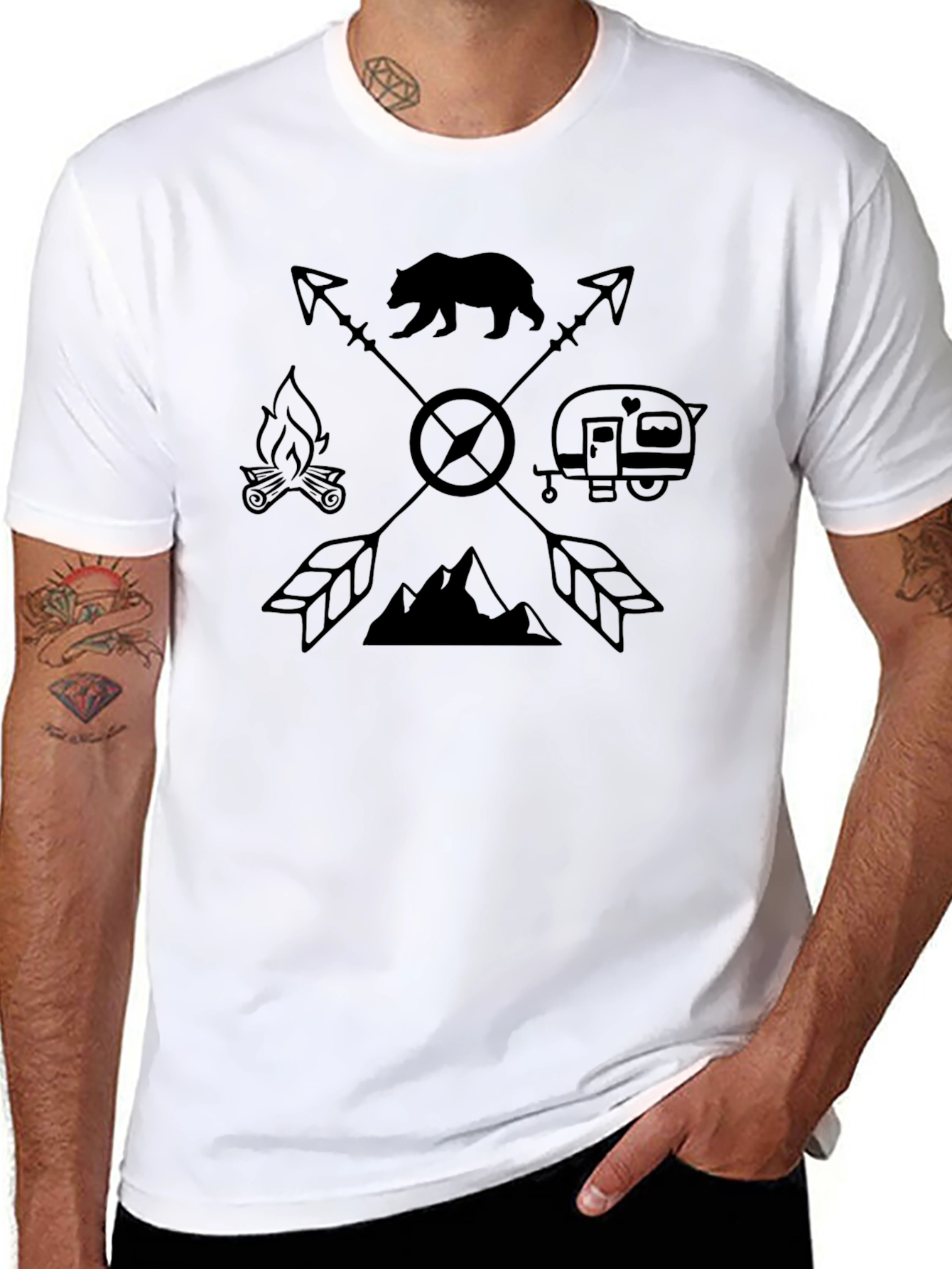 Adventure Awaits Tee - Black Camping Design