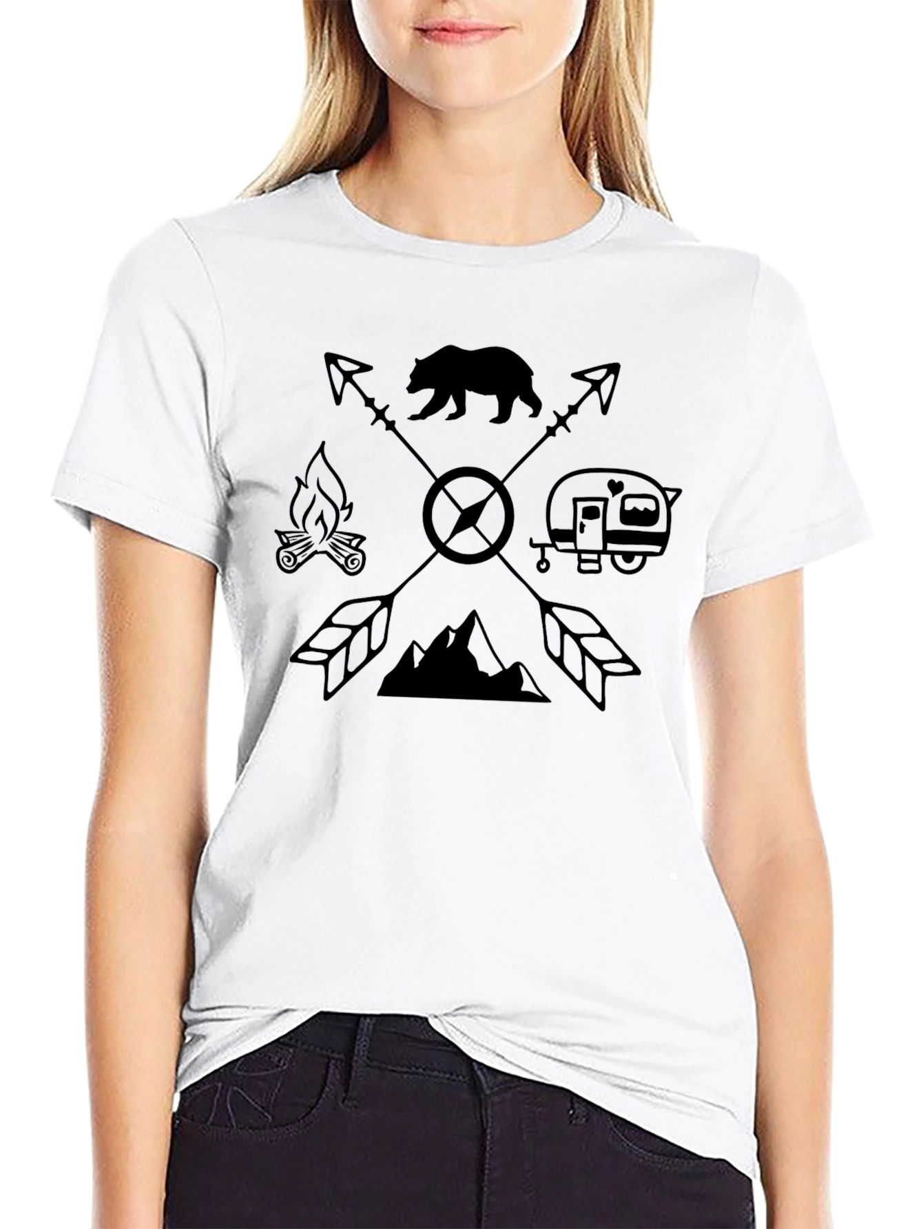 Adventure Awaits Tee - Black Camping Design