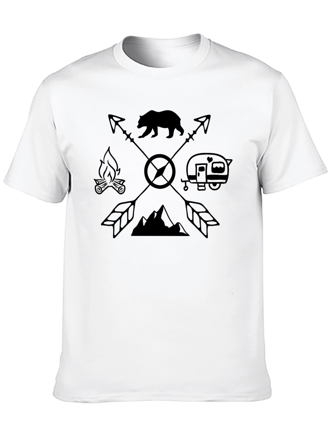 Adventure Awaits Tee - Black Camping Design