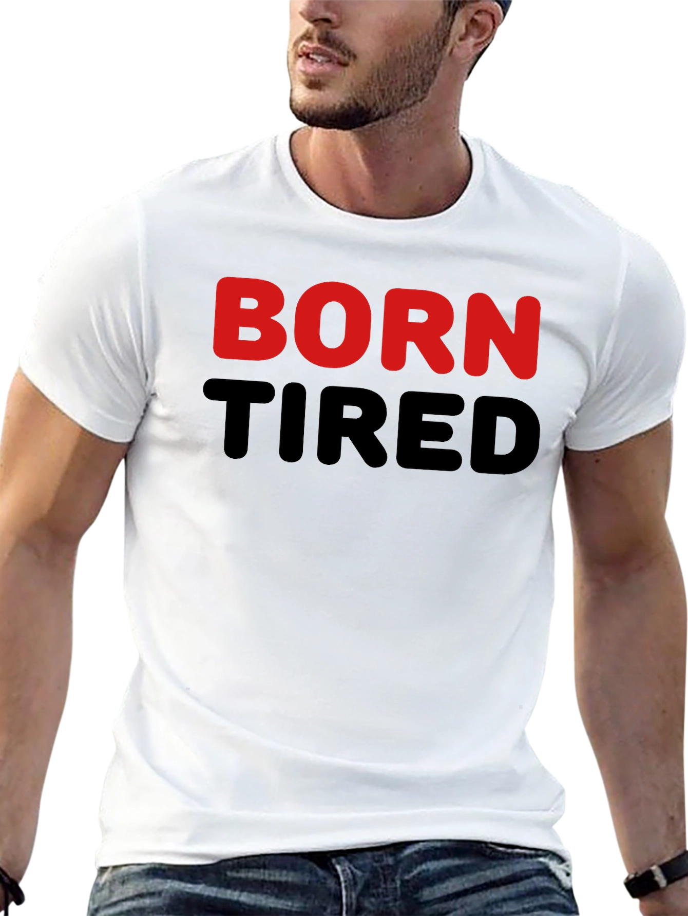 Born Tired Graphic Tee - Black Cotton T-Shirt