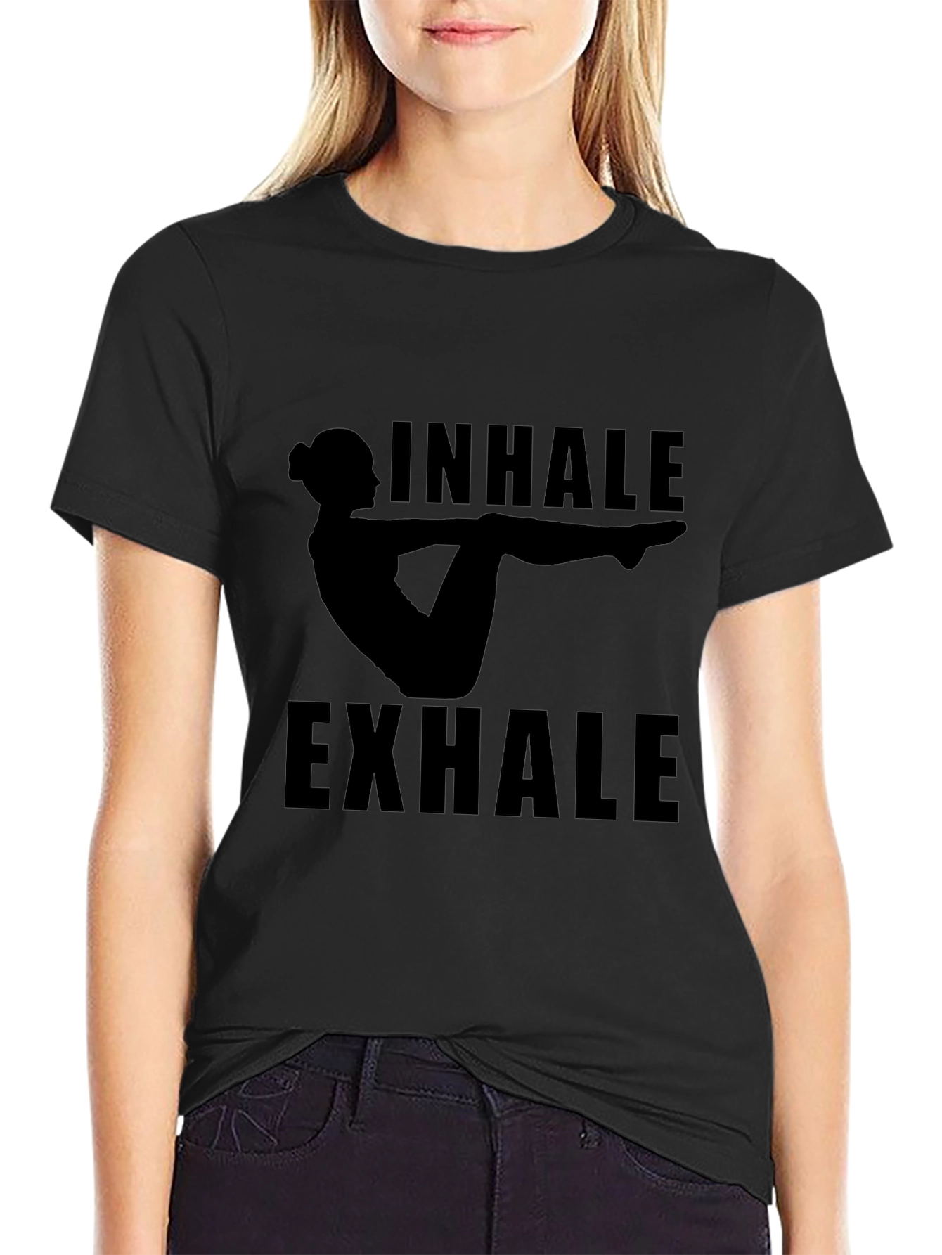 Inhale Exhale Yoga Pose Black T-Shirt