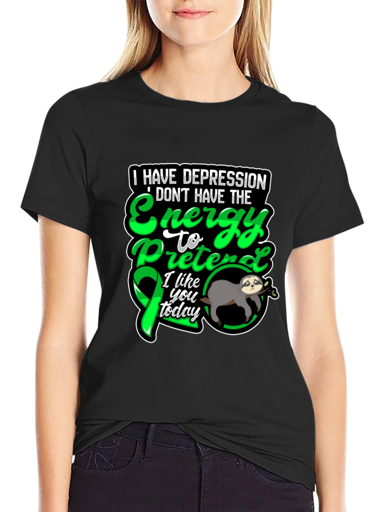 Depression Awareness Sloth T-Shirt - Energy to Pretend