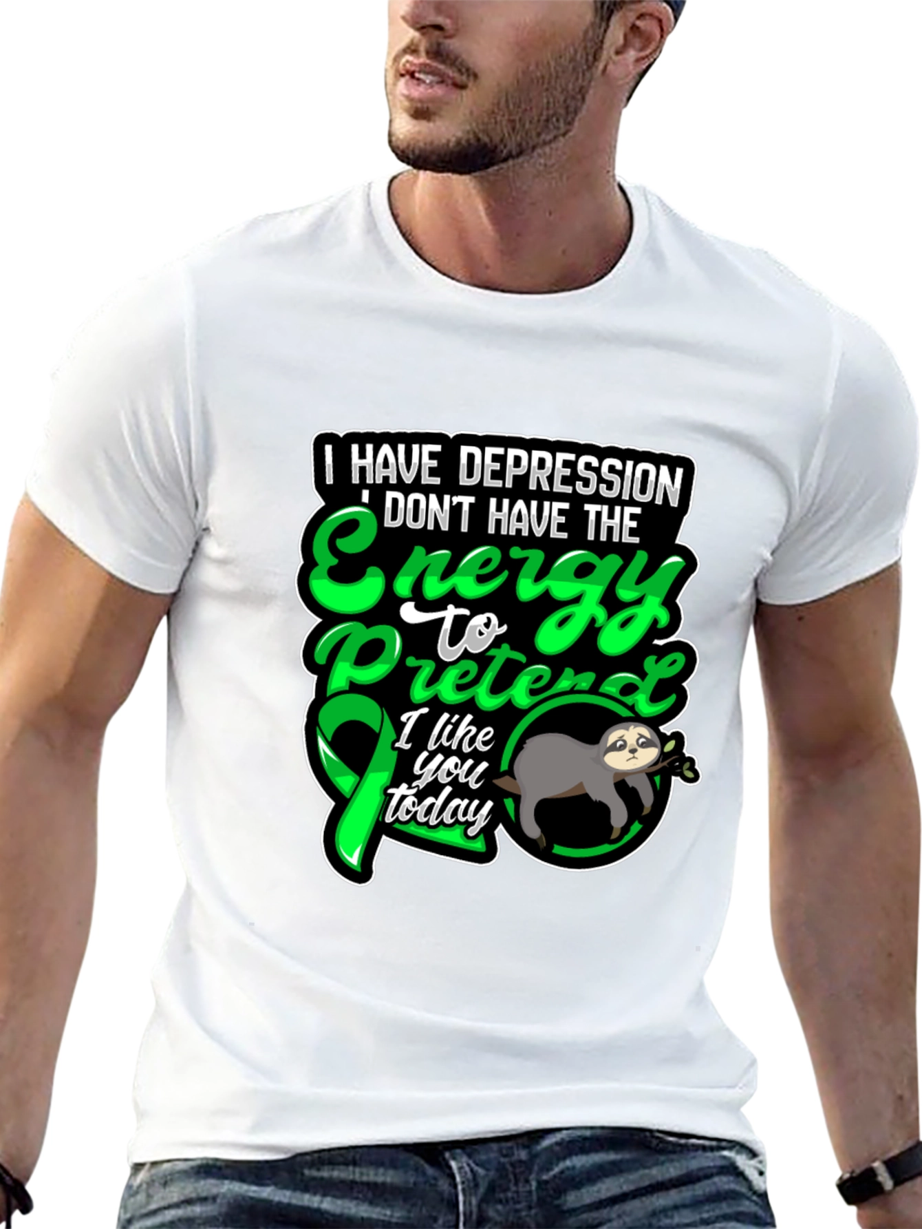 Depression Awareness Sloth T-Shirt - Energy to Pretend