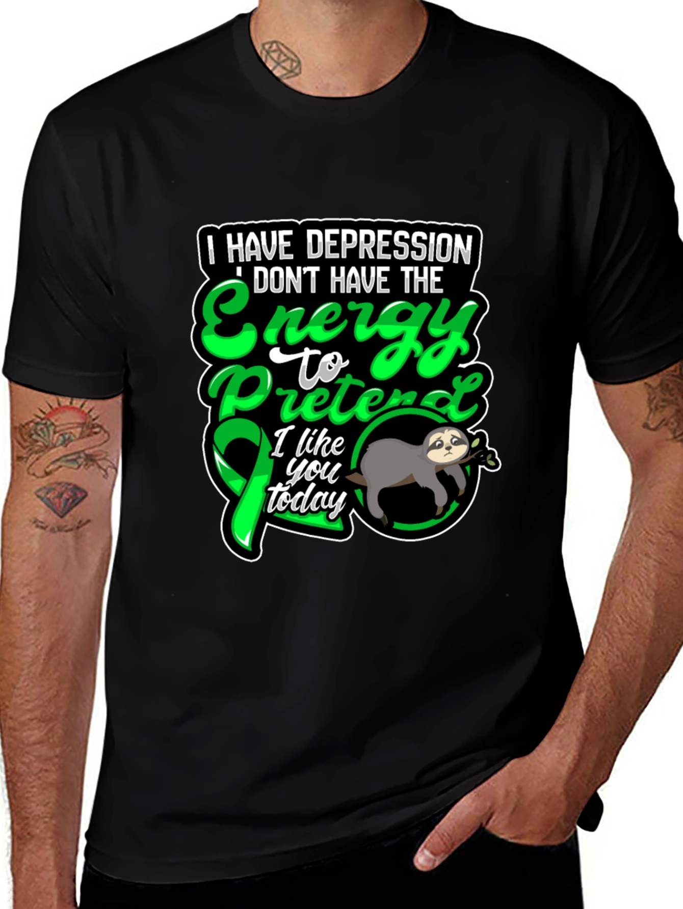 Depression Awareness Sloth T-Shirt - Energy to Pretend