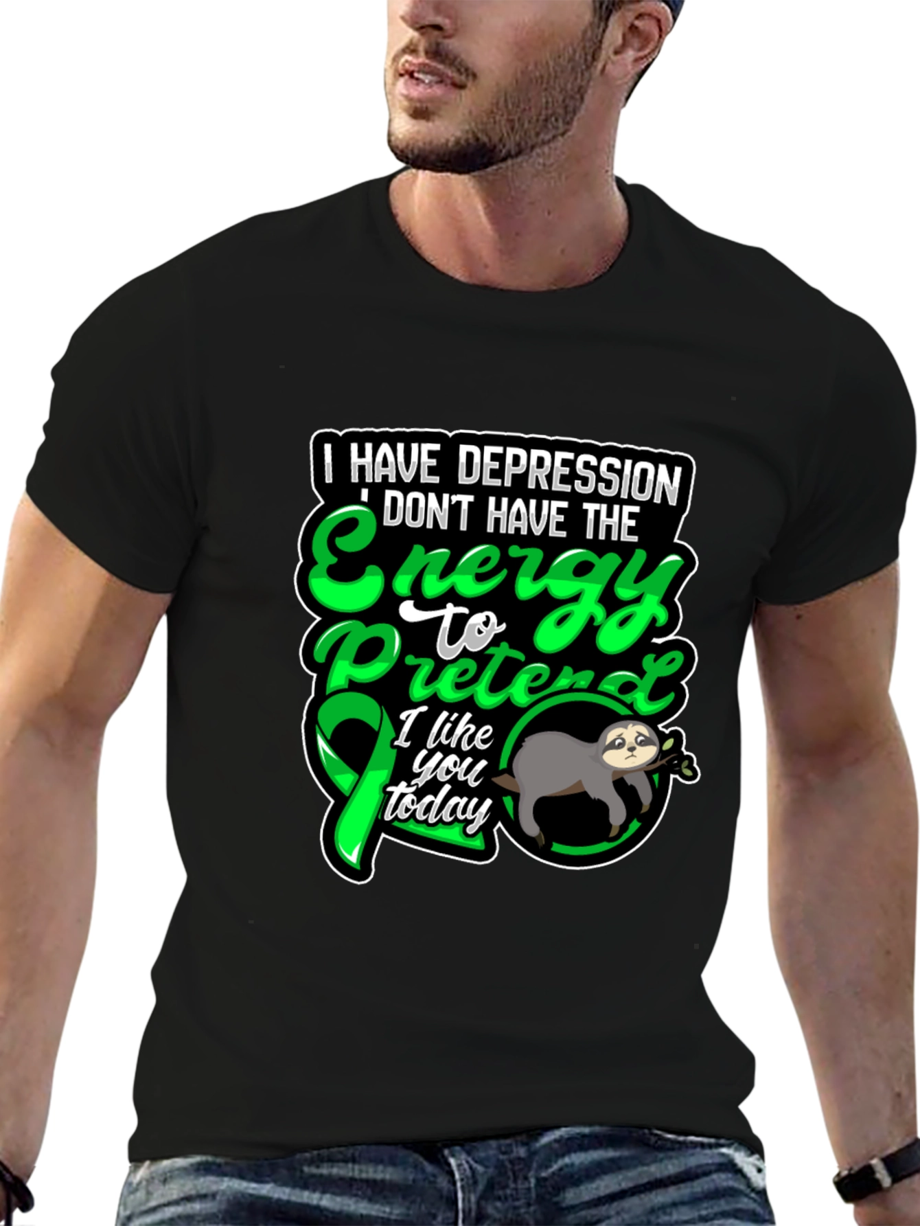 Depression Awareness Sloth T-Shirt - Energy to Pretend