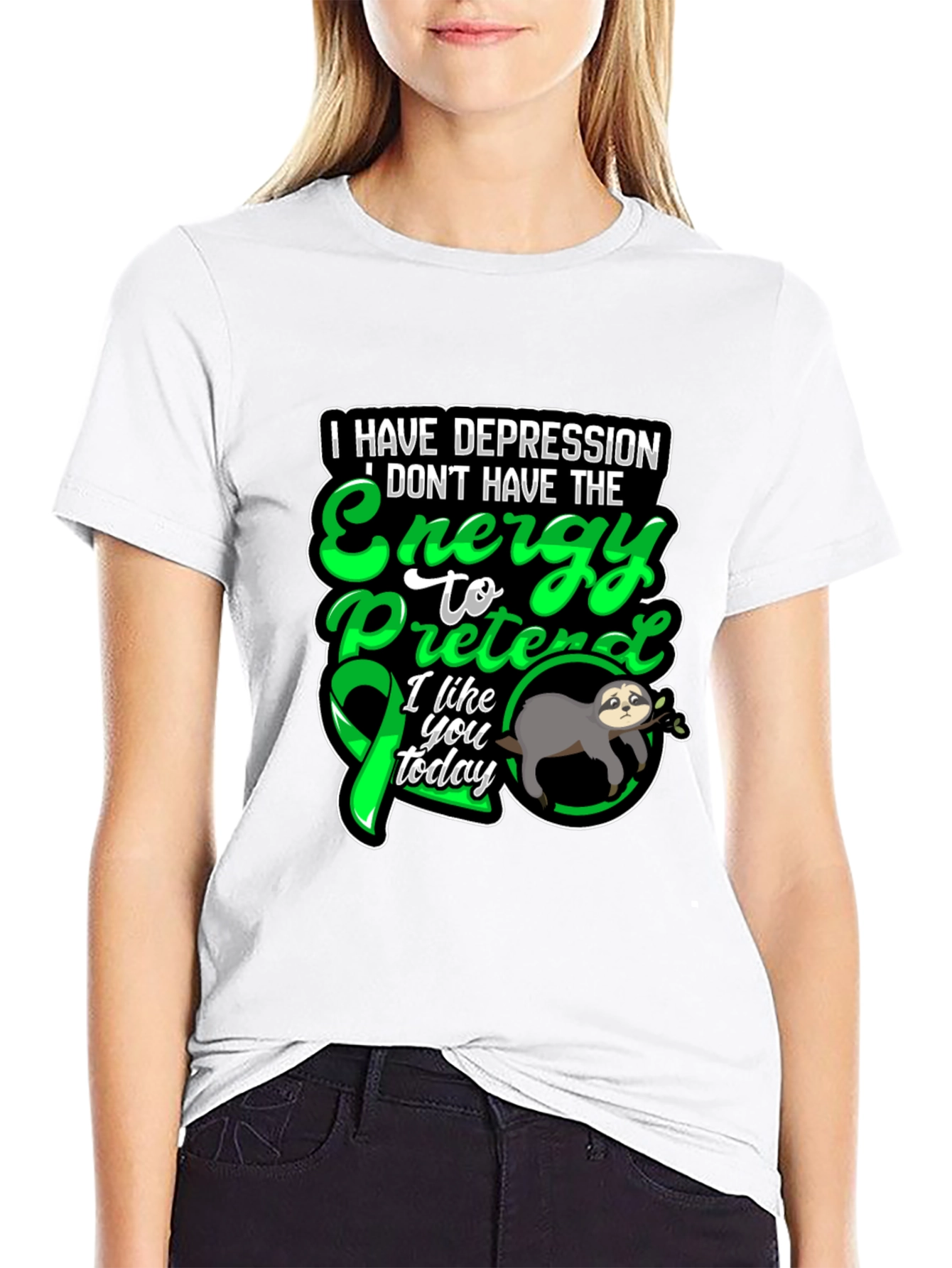 Depression Awareness Sloth T-Shirt - Energy to Pretend