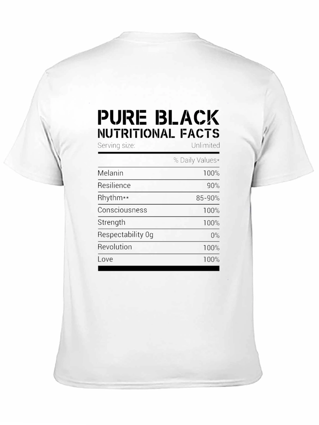 Pure Black Nutritional Facts T-Shirt