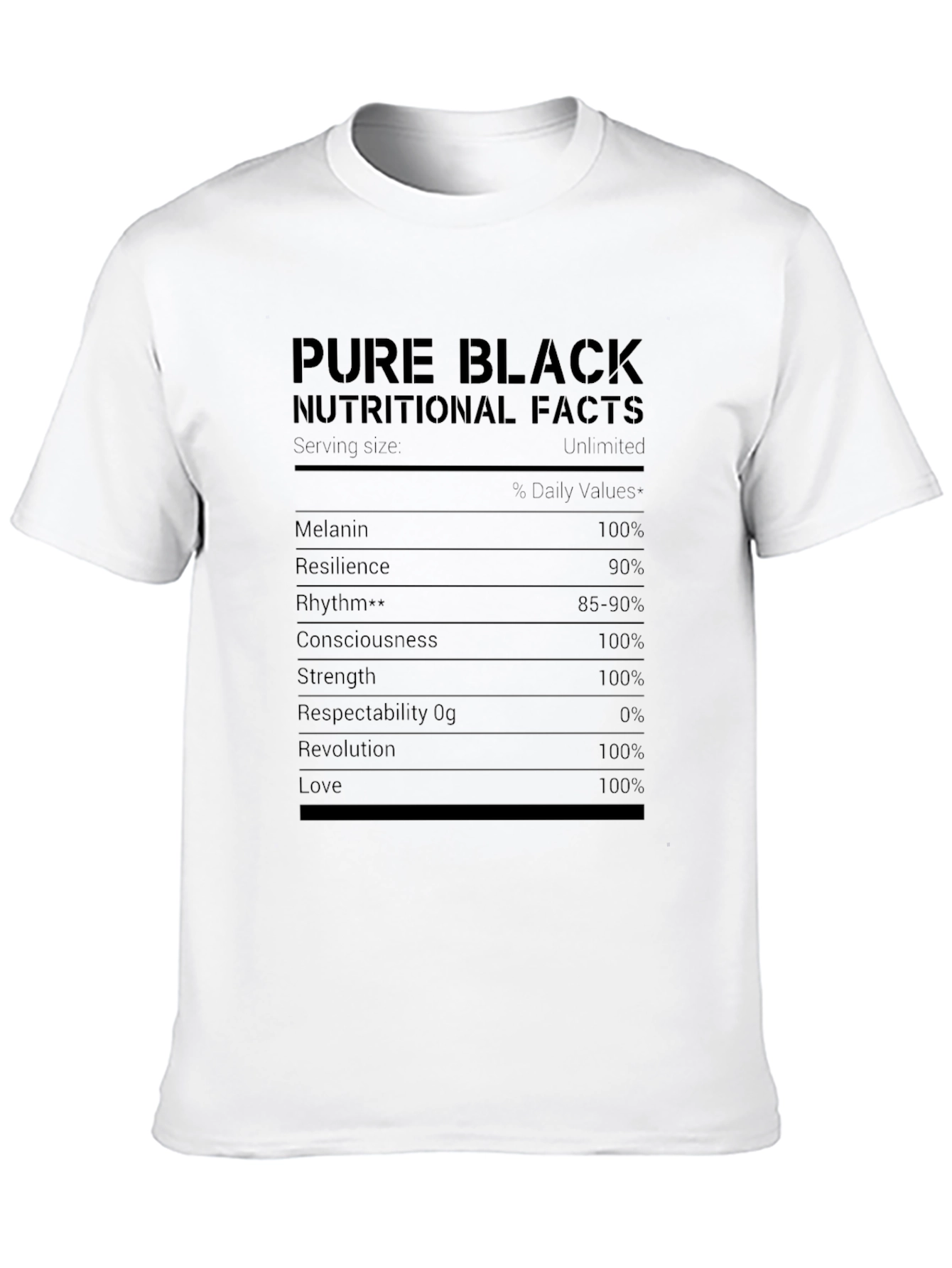 Pure Black Nutritional Facts T-Shirt