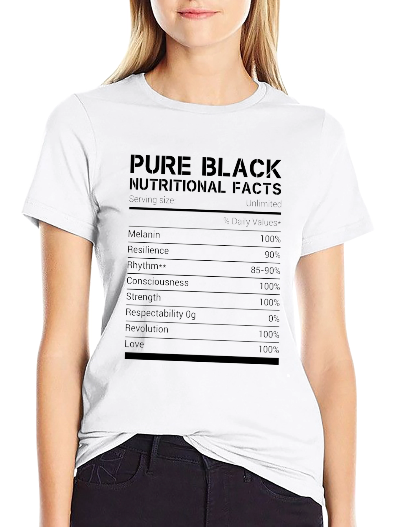 Pure Black Nutritional Facts T-Shirt