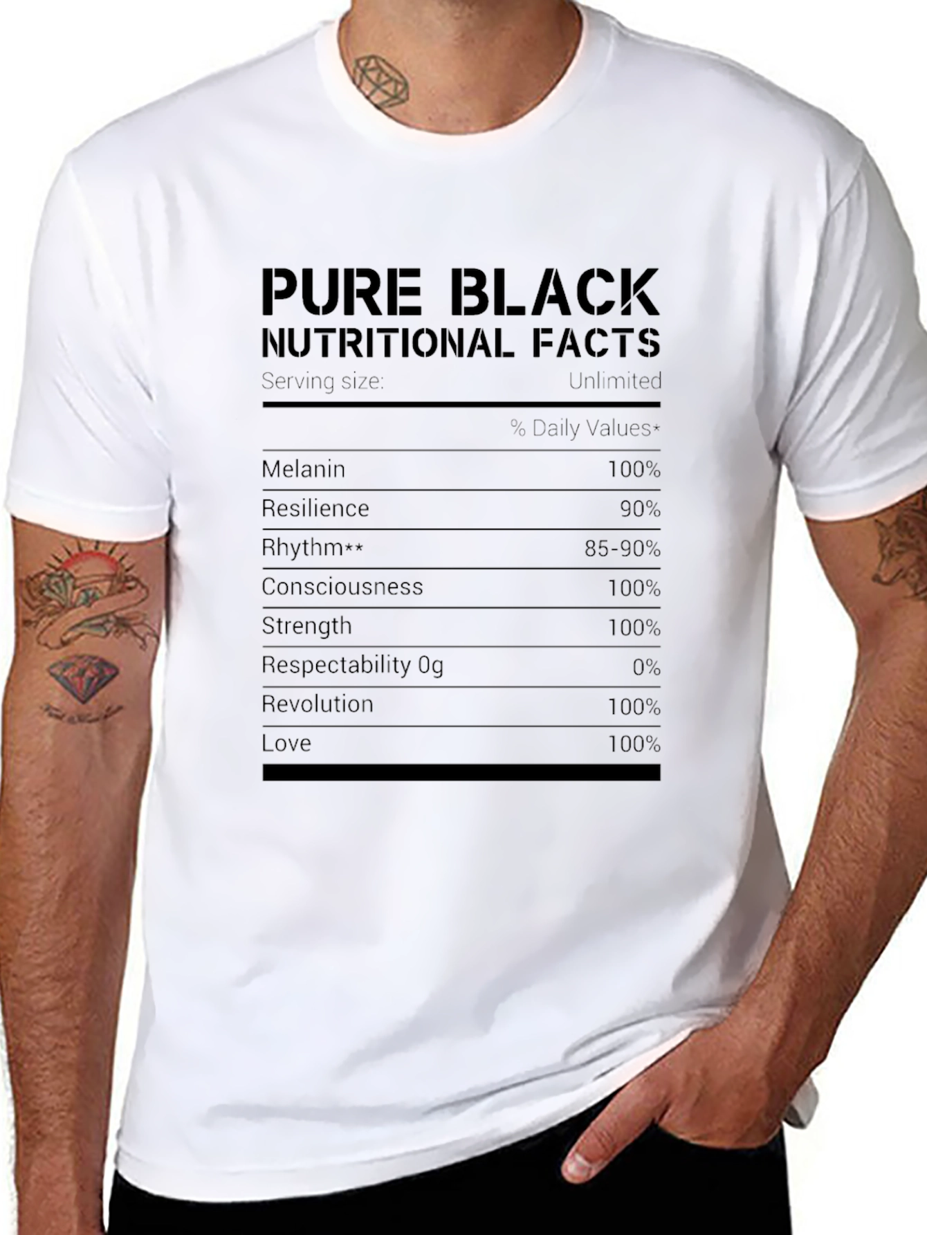 Pure Black Nutritional Facts T-Shirt