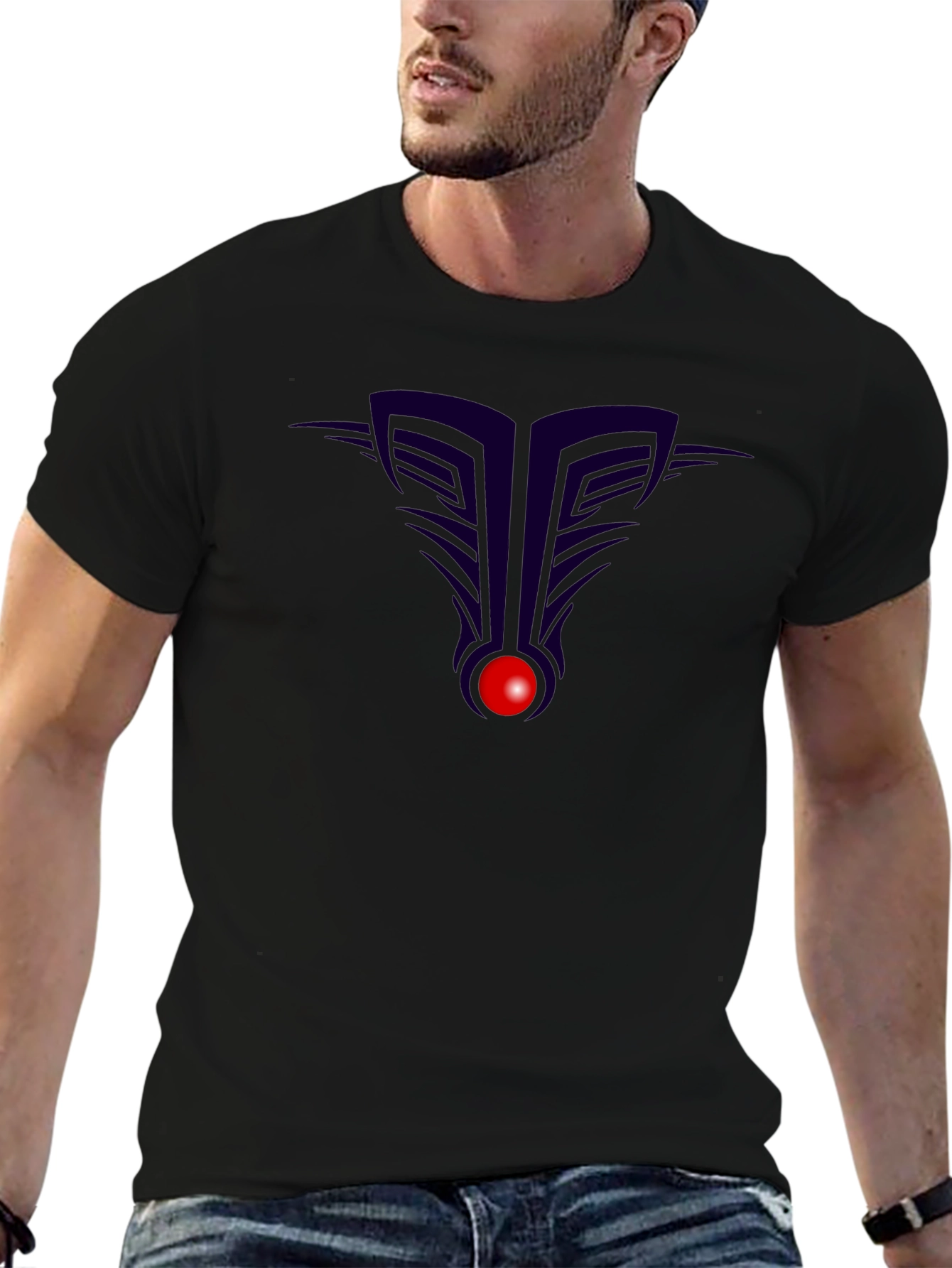 Black T-Shirt with Abstract Graphic Design