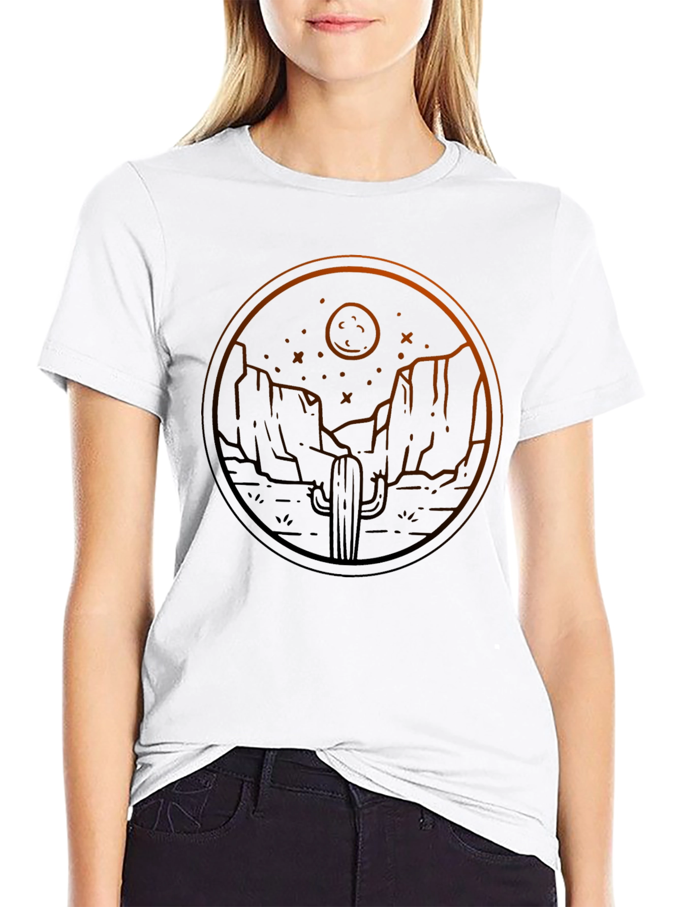 Desert Moon Graphic Tee - Black Cotton