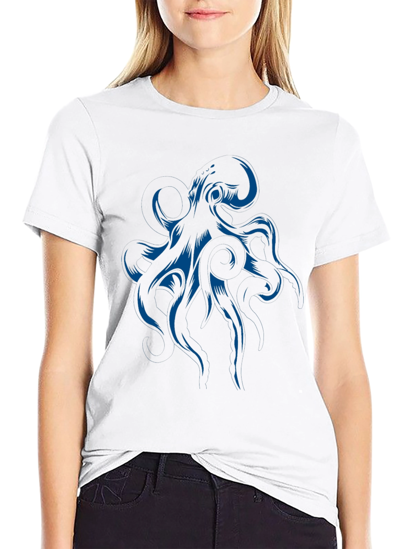 Octopus Graphic Print Black T-Shirt