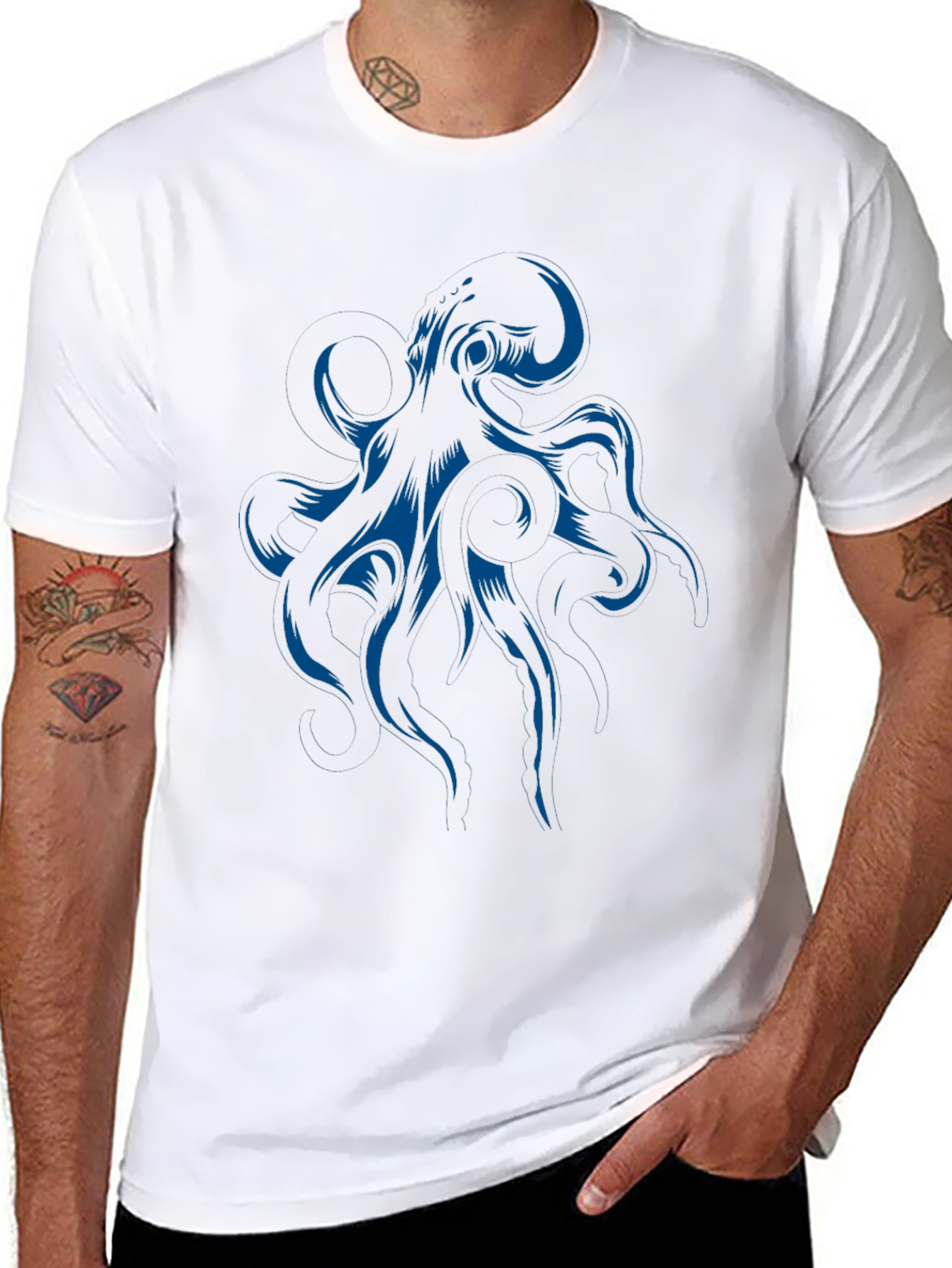 Octopus Graphic Print Black T-Shirt