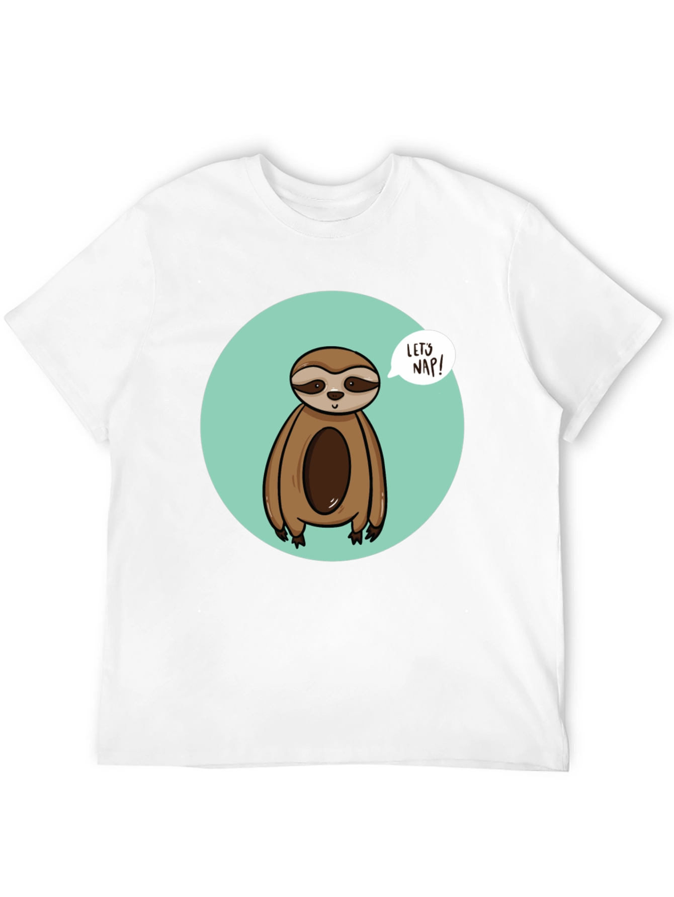 Cute Sloth Lets Nap Black T-Shirt