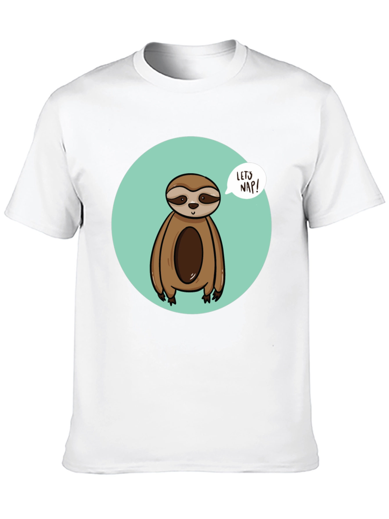 Cute Sloth Lets Nap Black T-Shirt