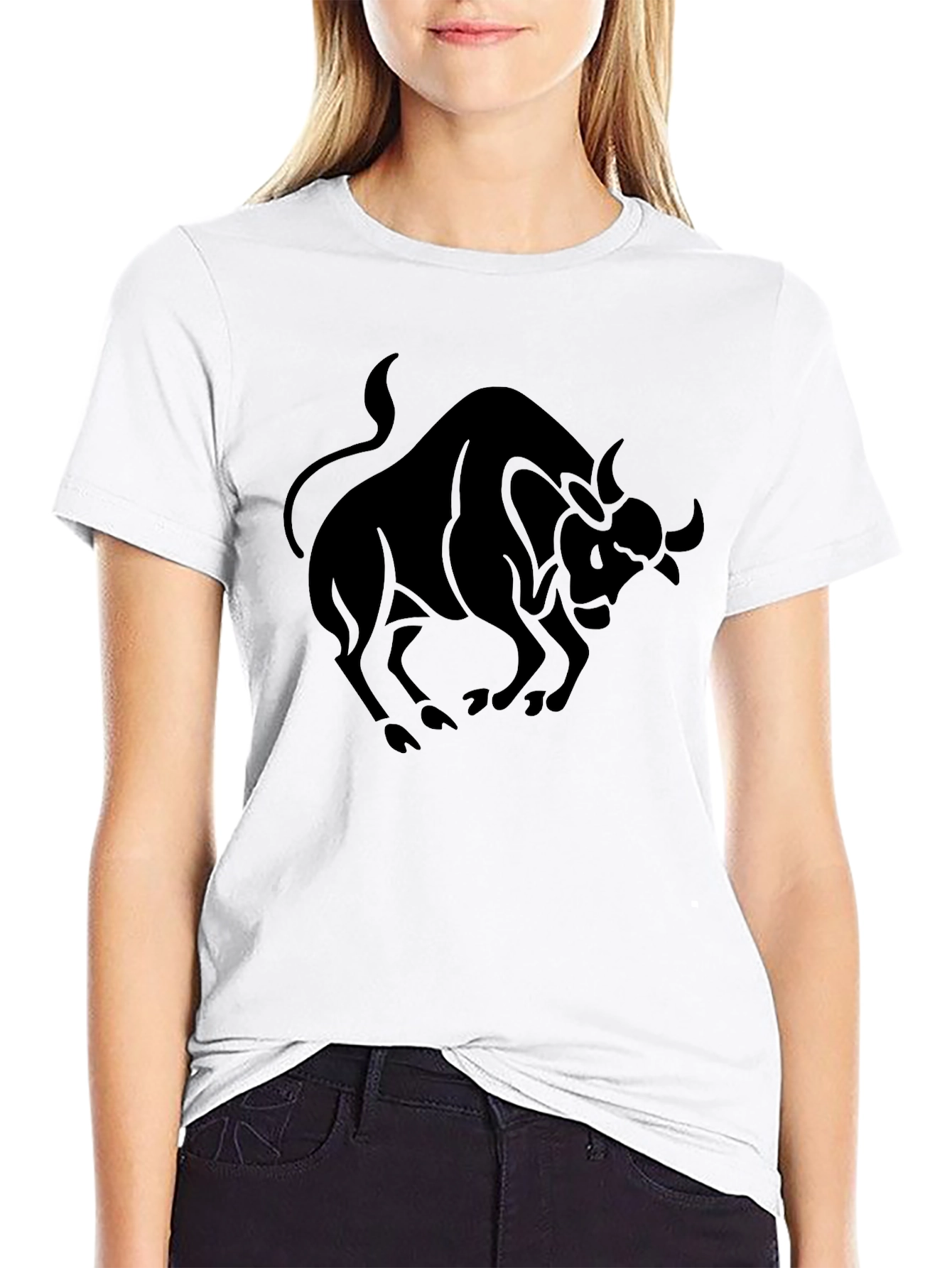 Bull Graphic Print Black T-Shirt