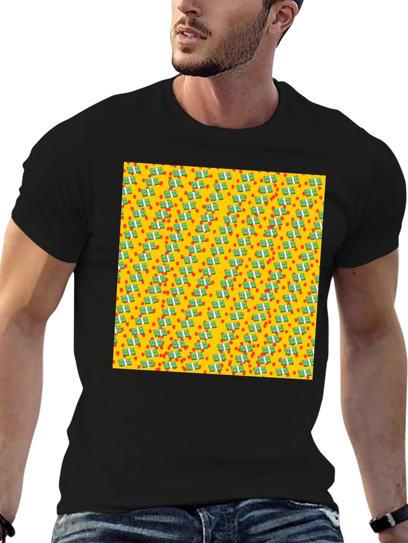 Money Pattern Black T-Shirt - Unique Graphic Tee