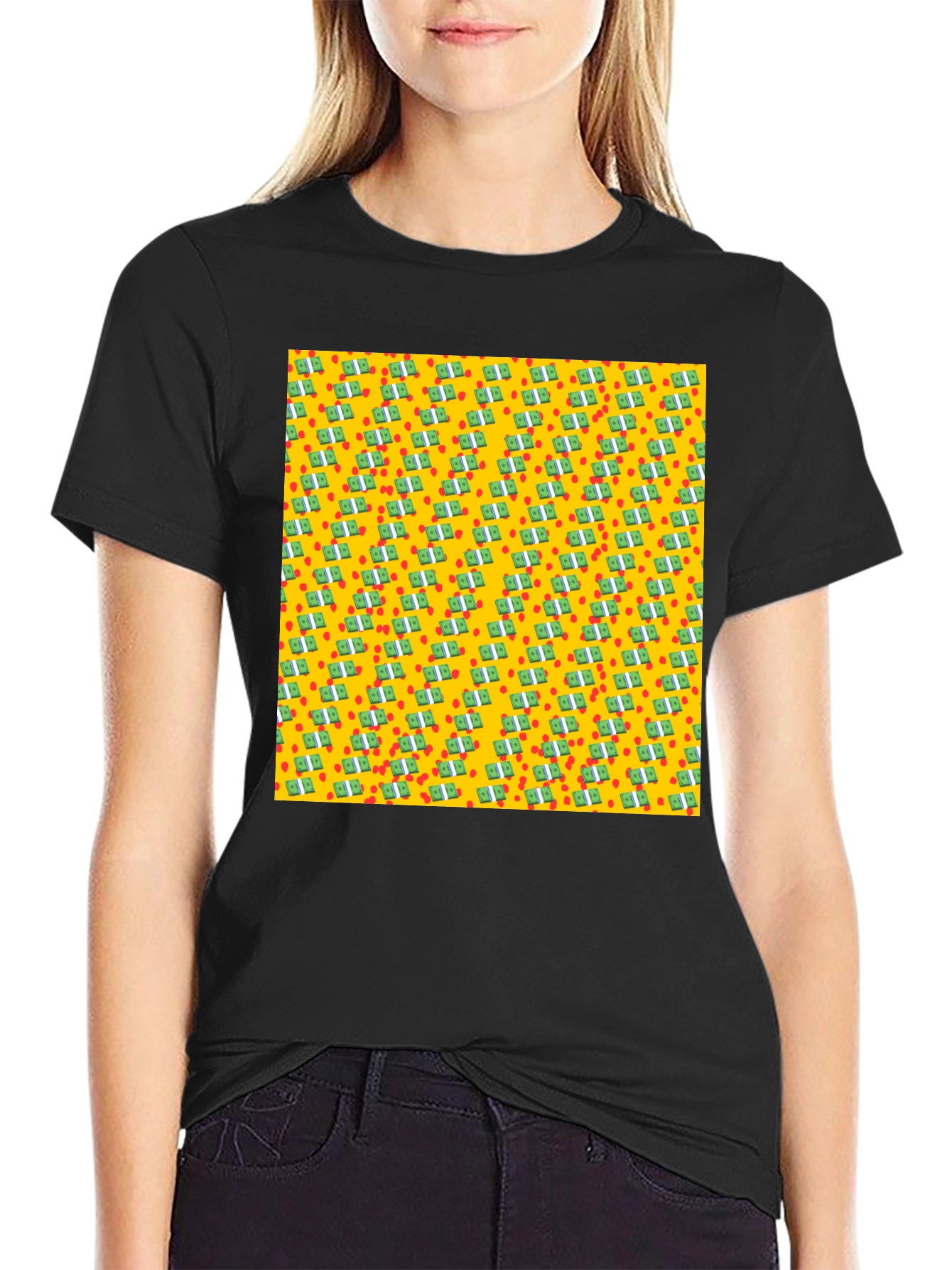 Money Pattern Black T-Shirt - Unique Graphic Tee
