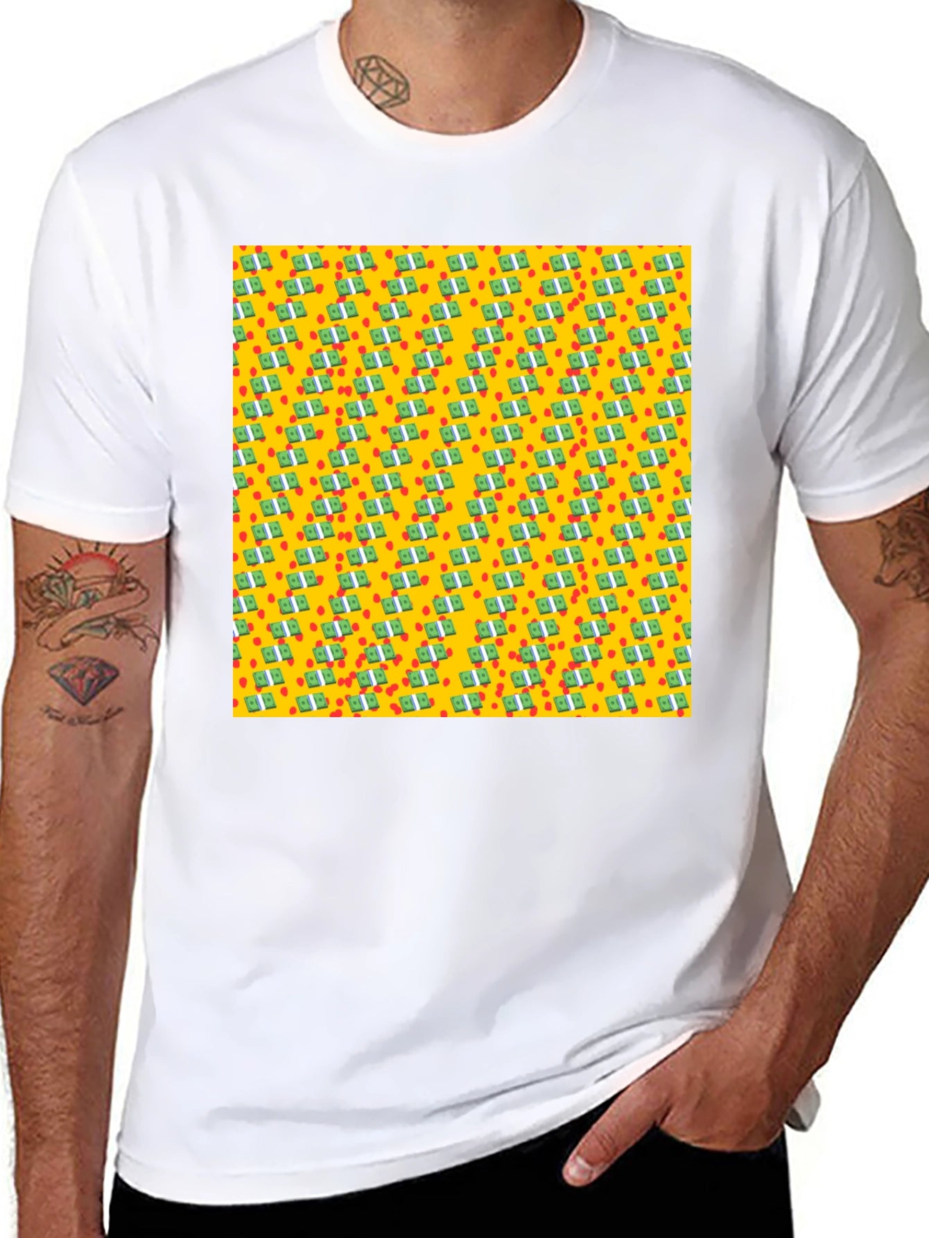 Money Pattern Black T-Shirt - Unique Graphic Tee