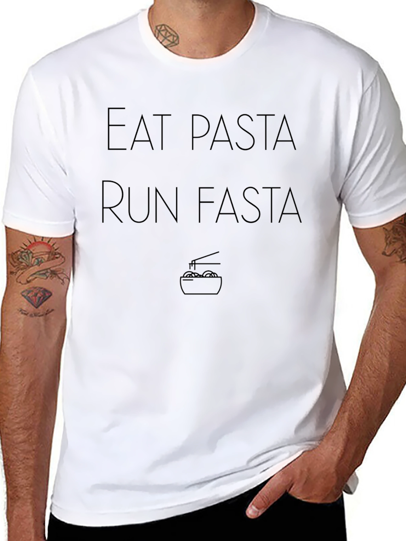 Eat Pasta Run Fasta Graphic Tee - Black