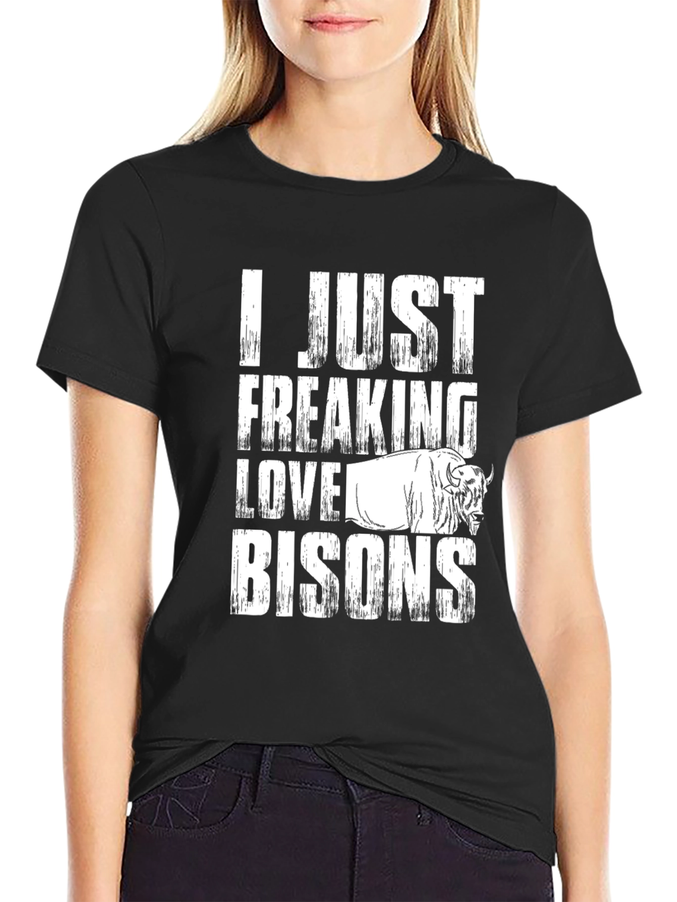 I Just Freaking Love Bisons Black T-Shirt