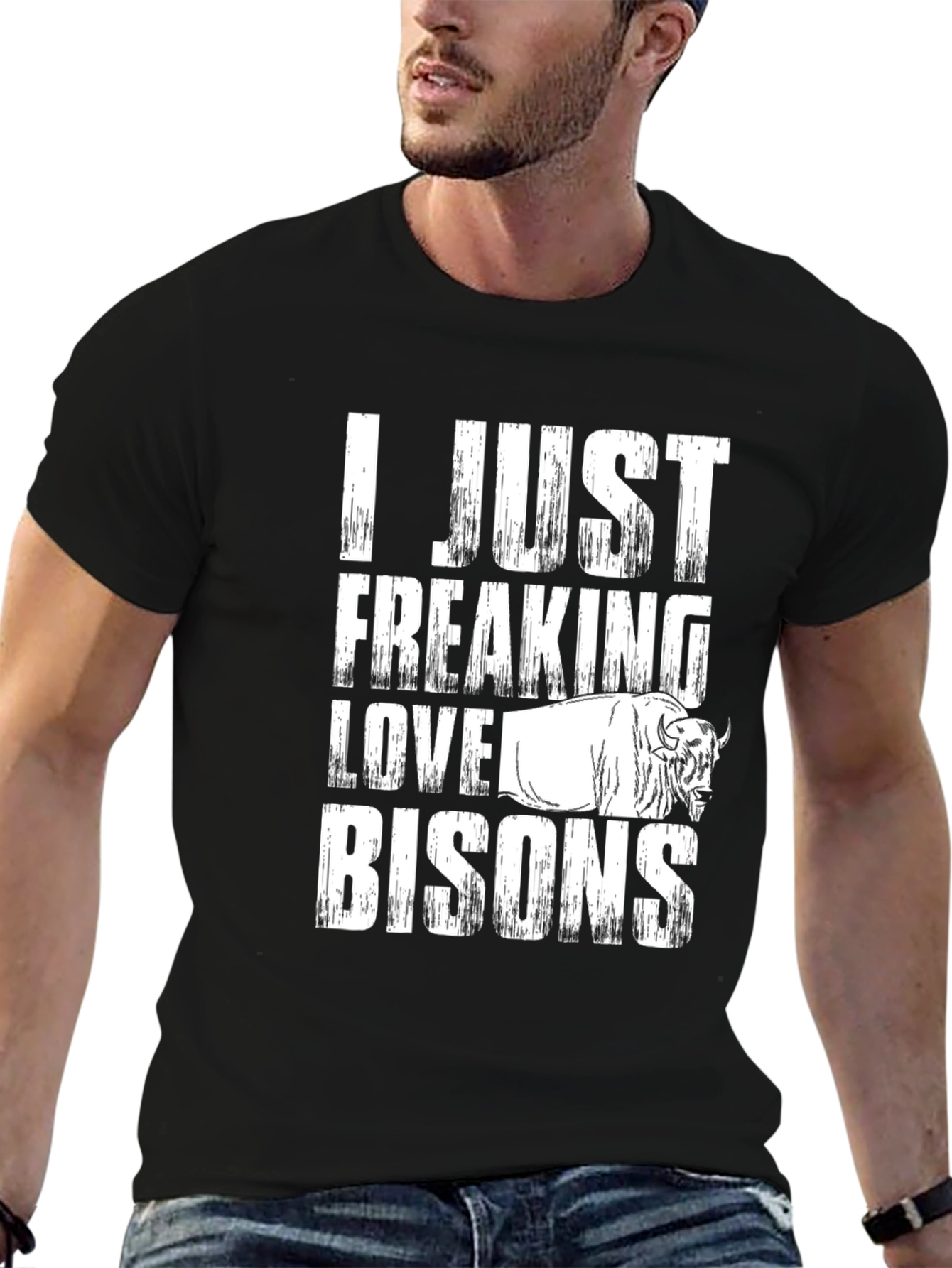 I Just Freaking Love Bisons Black T-Shirt