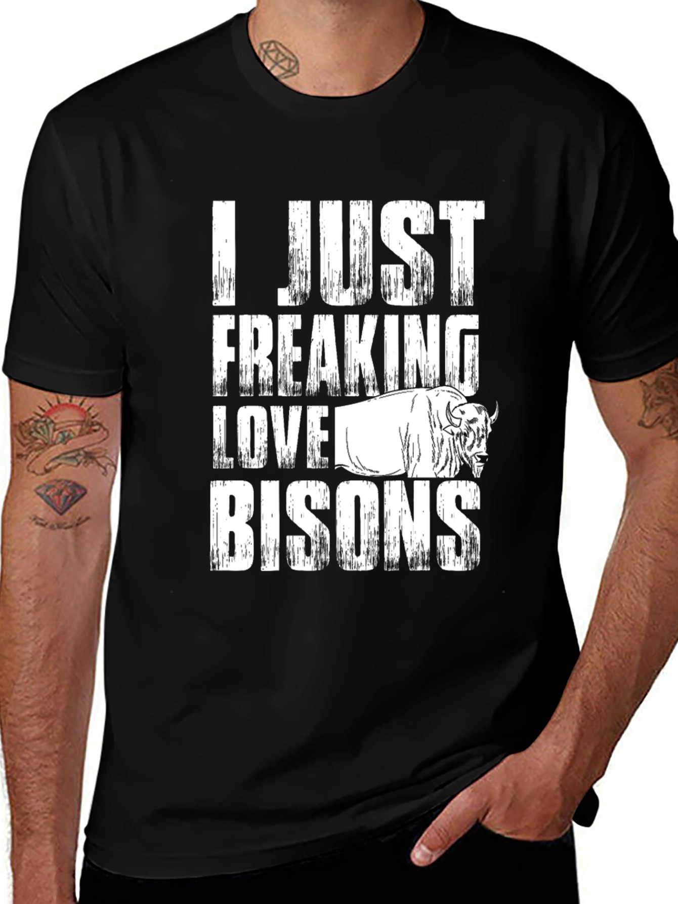 I Just Freaking Love Bisons Black T-Shirt