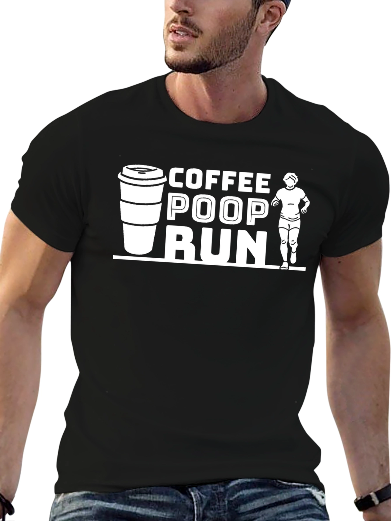 Coffee Poop Run Black Graphic T-Shirt