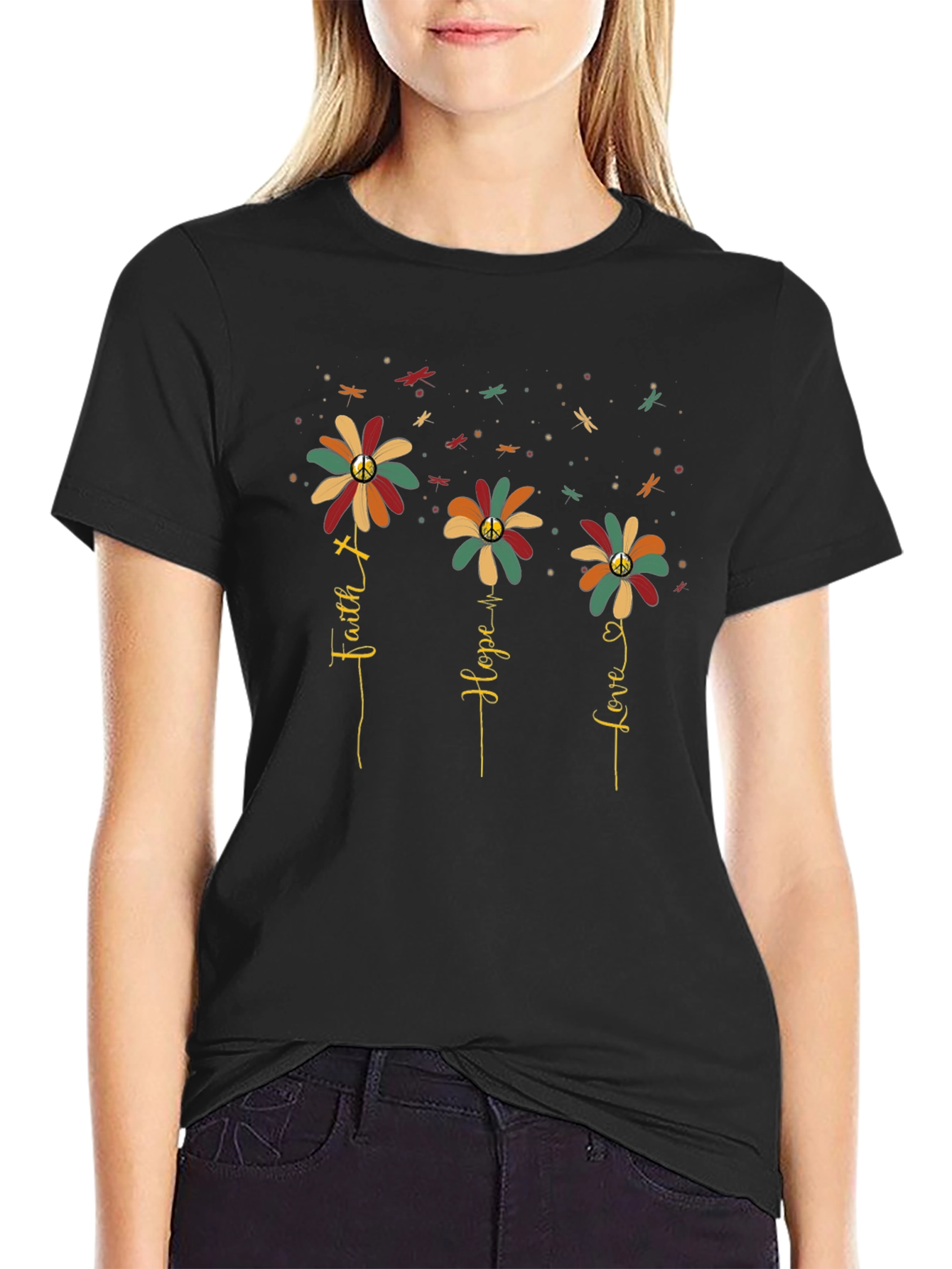 Faith Hope Love Floral Graphic T-Shirt