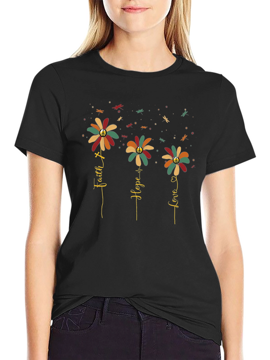 Faith Hope Love Floral Graphic T-Shirt