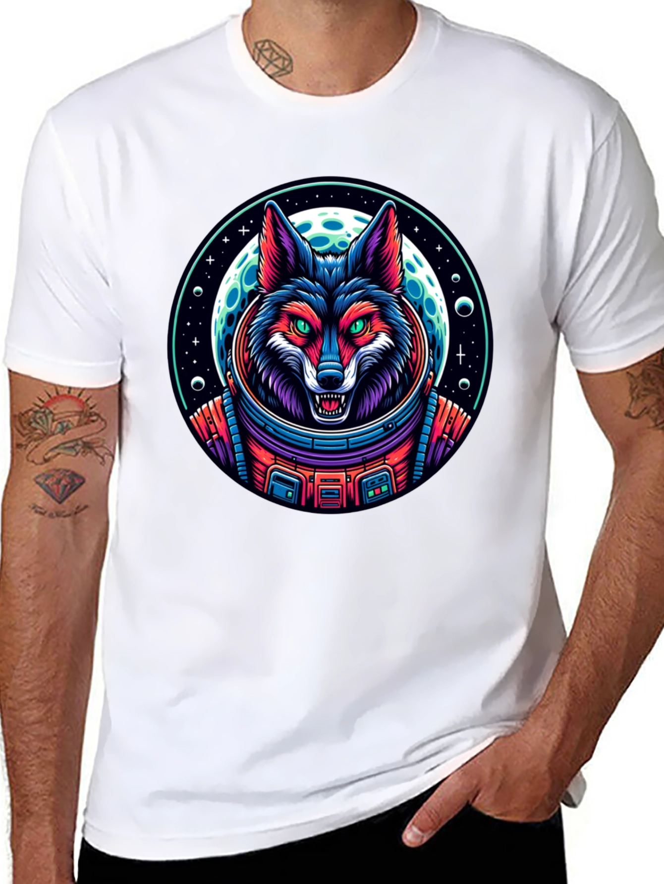 Astronaut Wolf Graphic T-Shirt