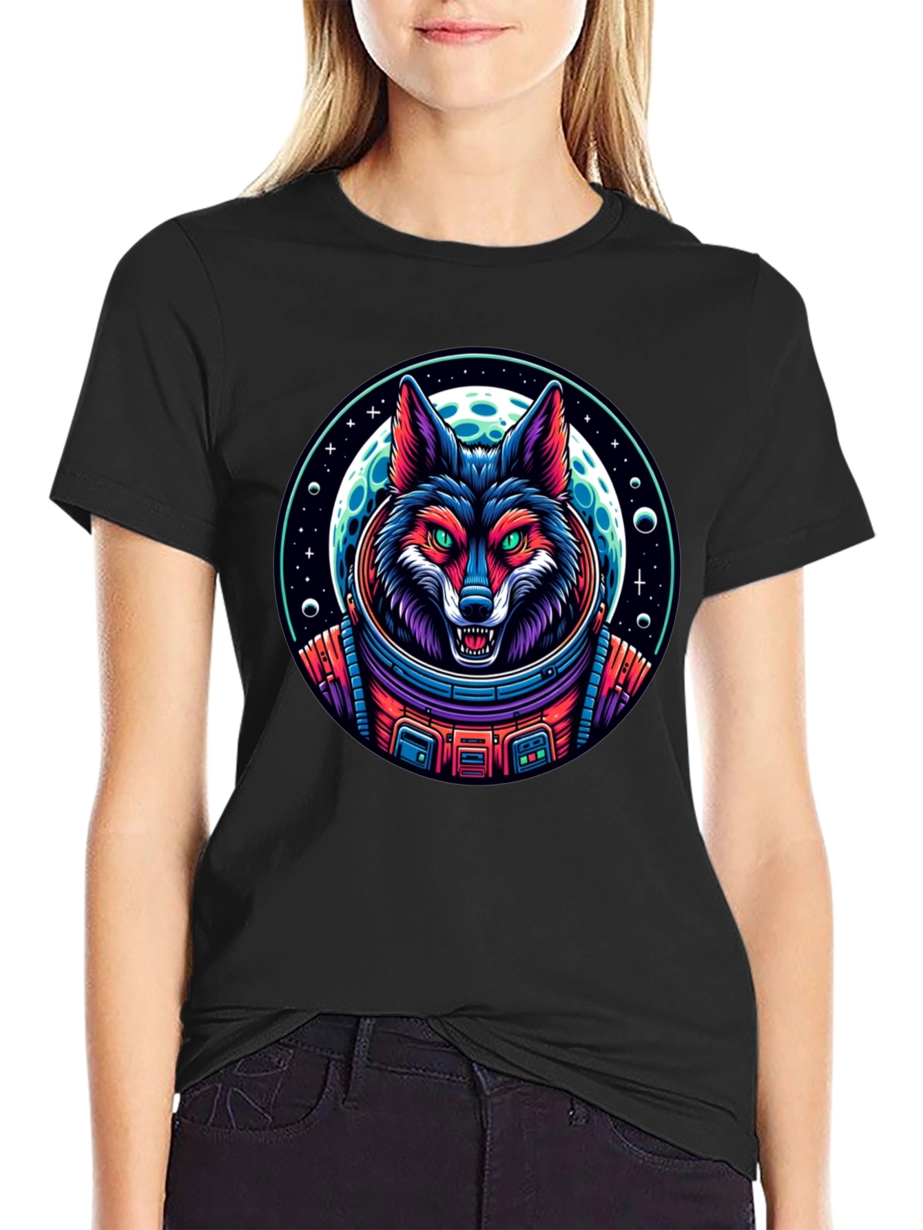 Astronaut Wolf Graphic T-Shirt