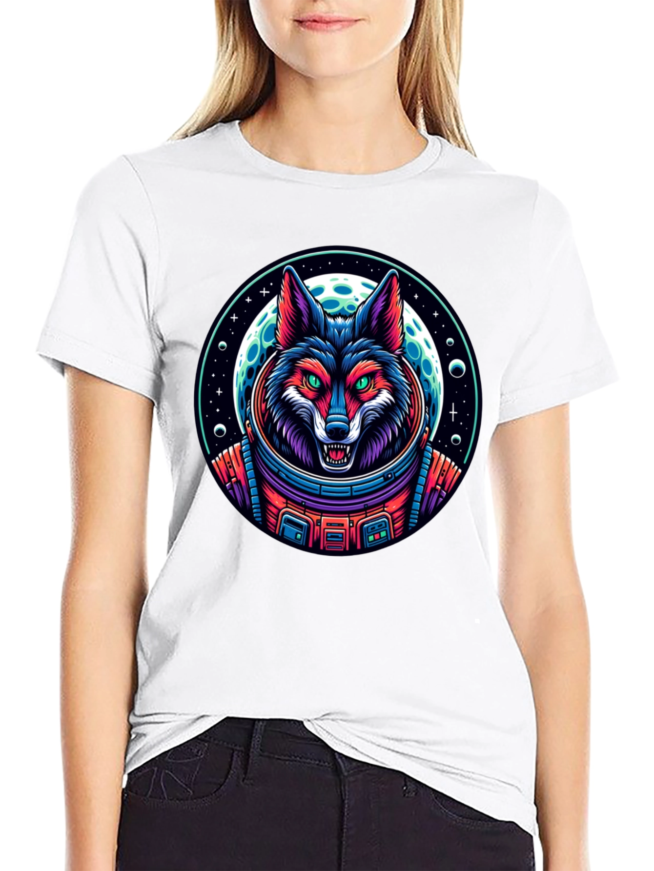 Astronaut Wolf Graphic T-Shirt